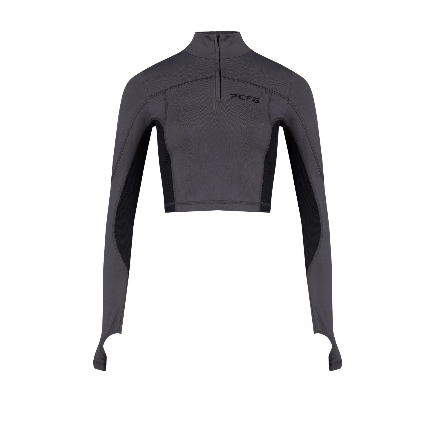 Pcfg Women's Black / Grey Your Itch High Neck Active Top - Asphalt In Gray