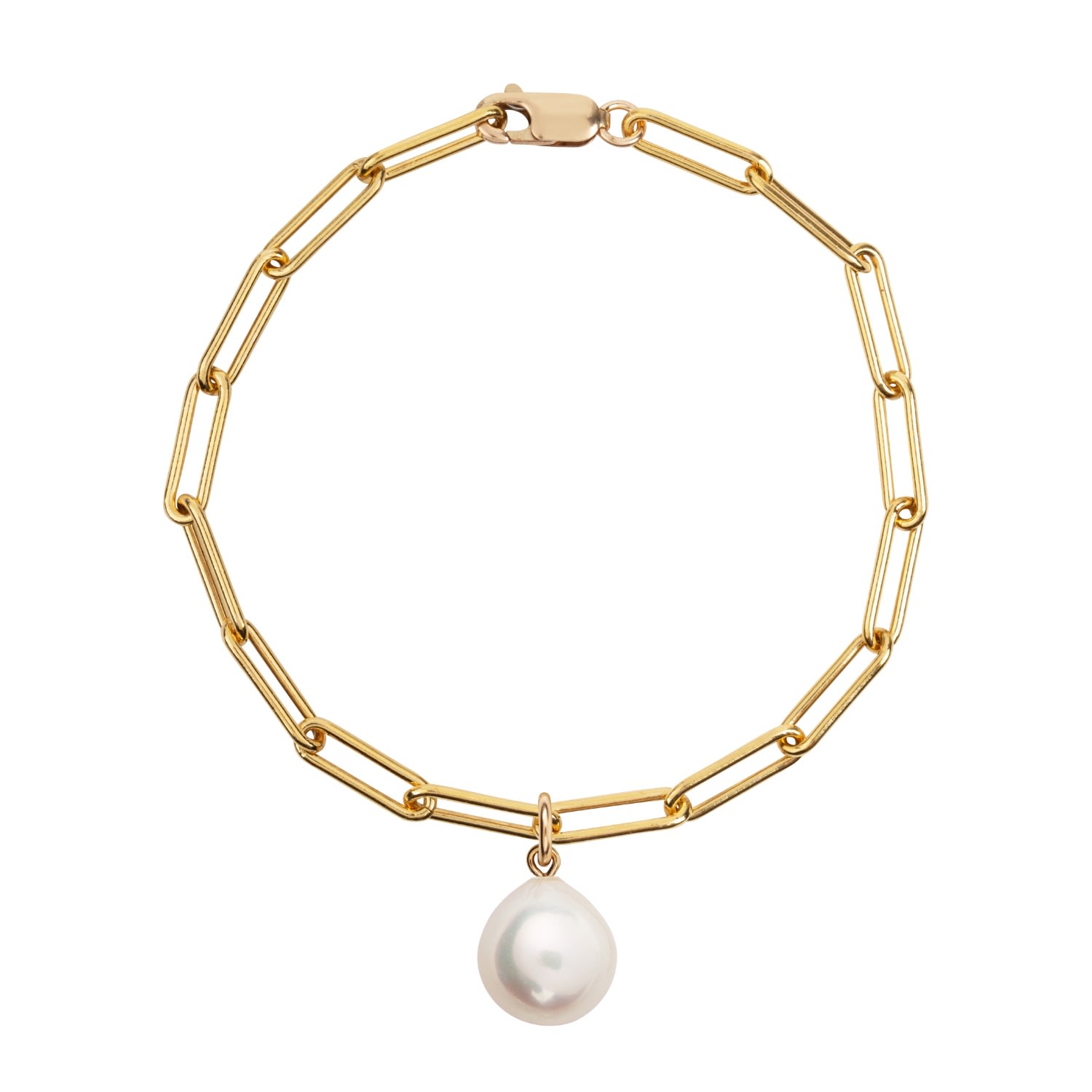 Women’s Gold / White Aetia Large Pearl Chain Bracelet - Gold Ora Pearls