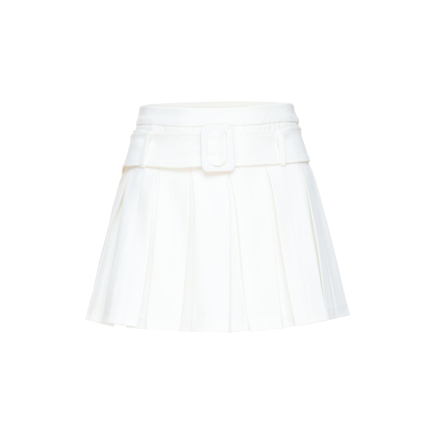 Goldie Byrd Belted Pleated Skirt In White