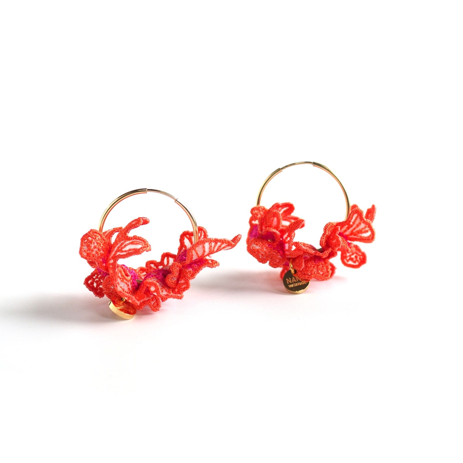 Nana Watanabe Women's Pink / Purple Swell Embroidery Earrings - Pink