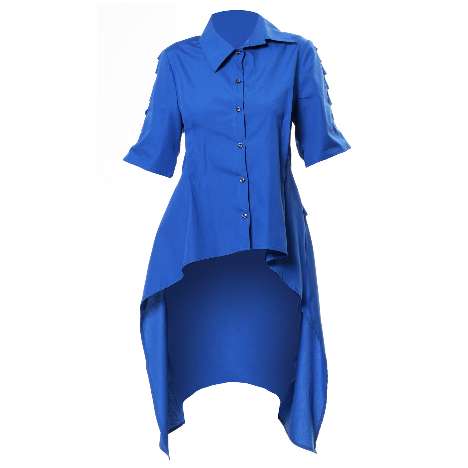 Metamorphoza Women's Open Back Cotton Shirt In Cobalt Blue In Blue