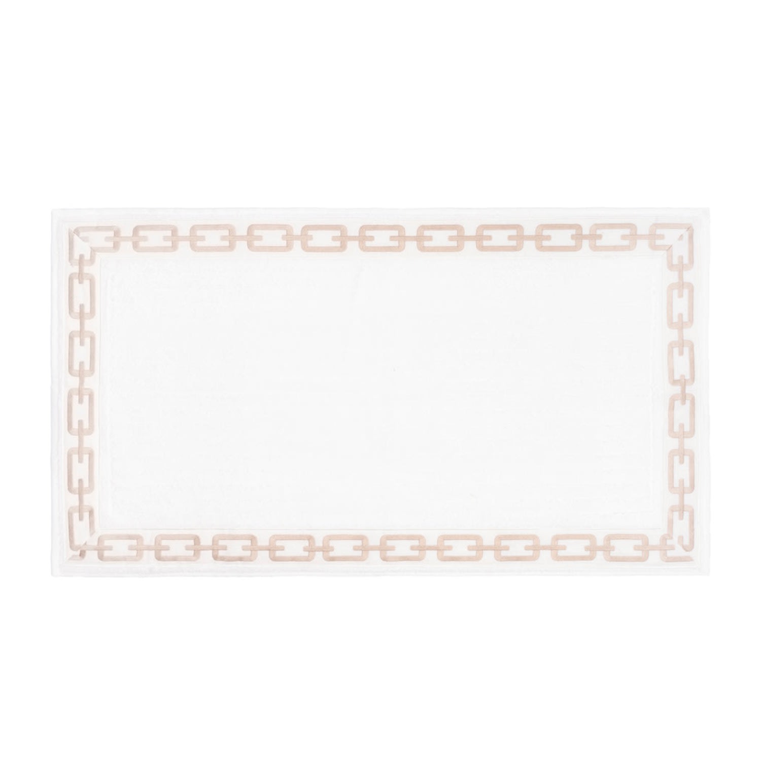 Km Home Collection White Chain Embroidery Cotton Bath Mat In White