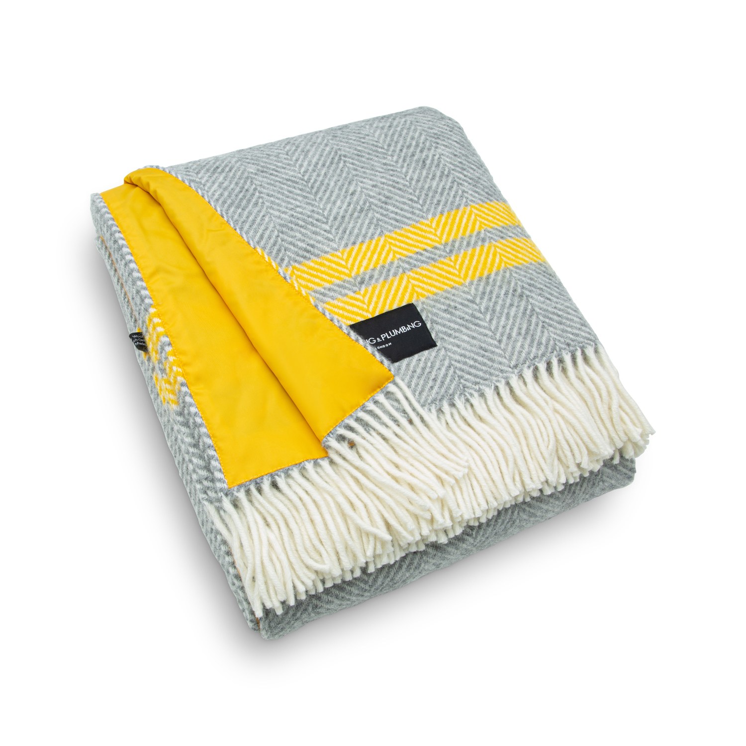 Heating & Plumbing London Yellow / Grey Wool Blanket With Waterproof Backing - Grey & Yellow In Blue