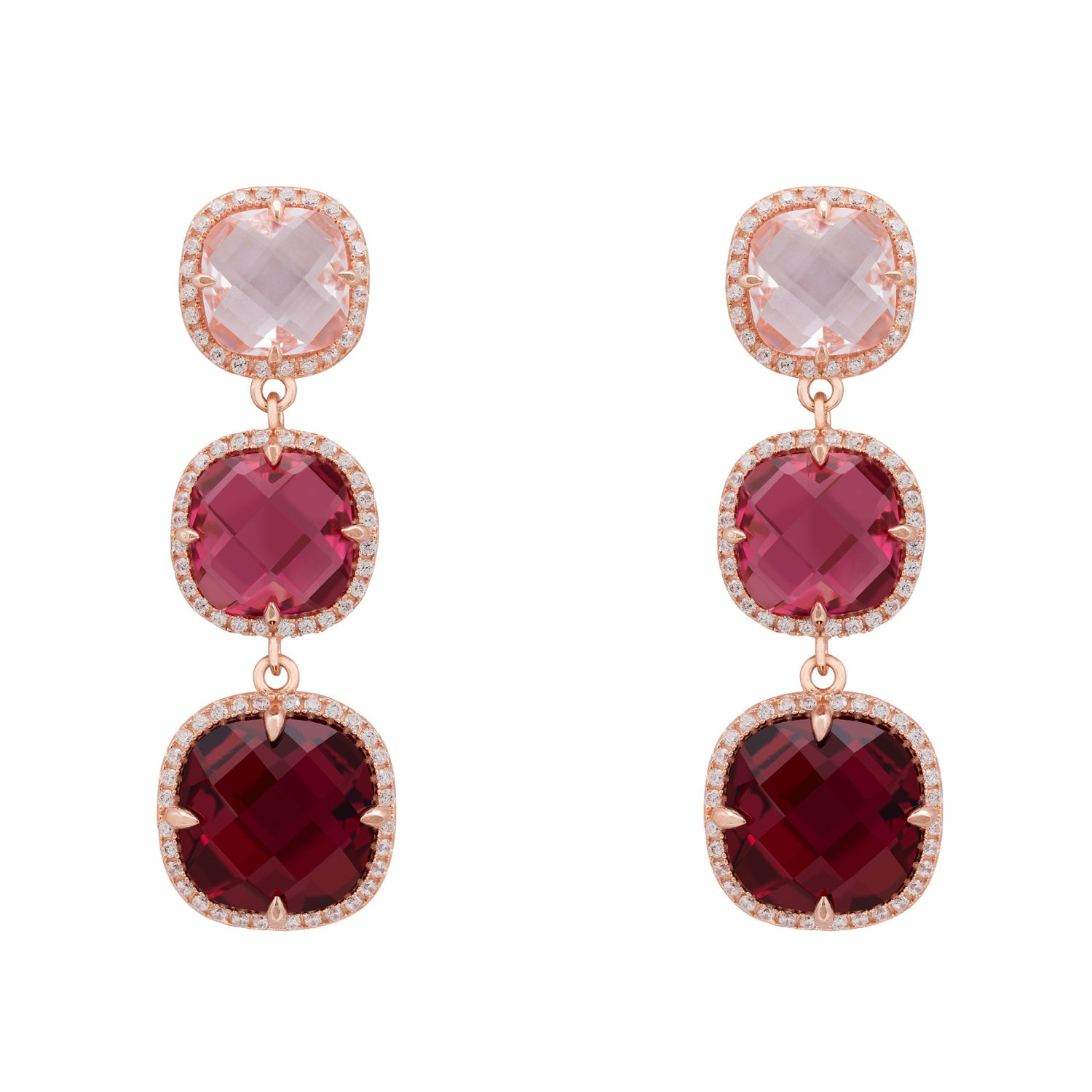 Latelita Women's Rose Gold / Pink / White Knightsbridge Earrings Rosegold Pinks