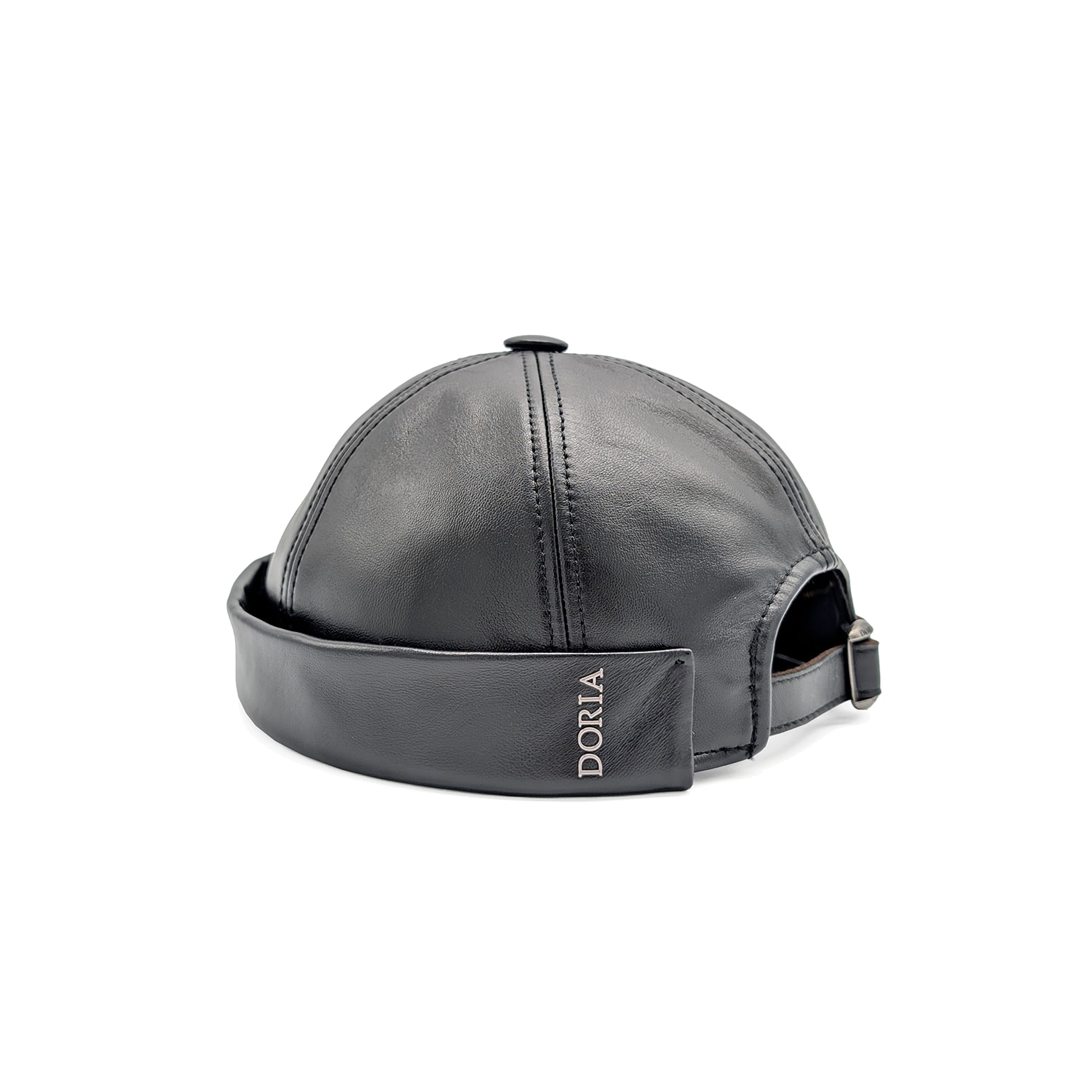 Doria 1905 Men's Black Faux Leather Docker Cap In Black