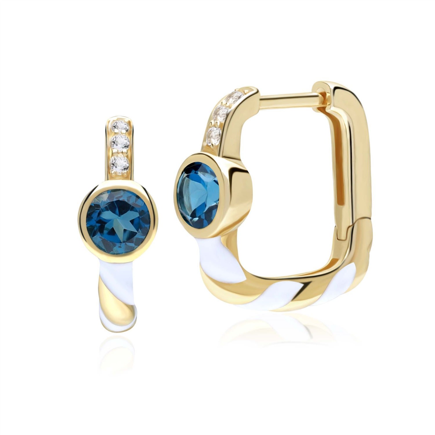 Women’s Siberian Waltz London Blue Topaz Square Hoop Earrings In 9Ct Gold Gemondo