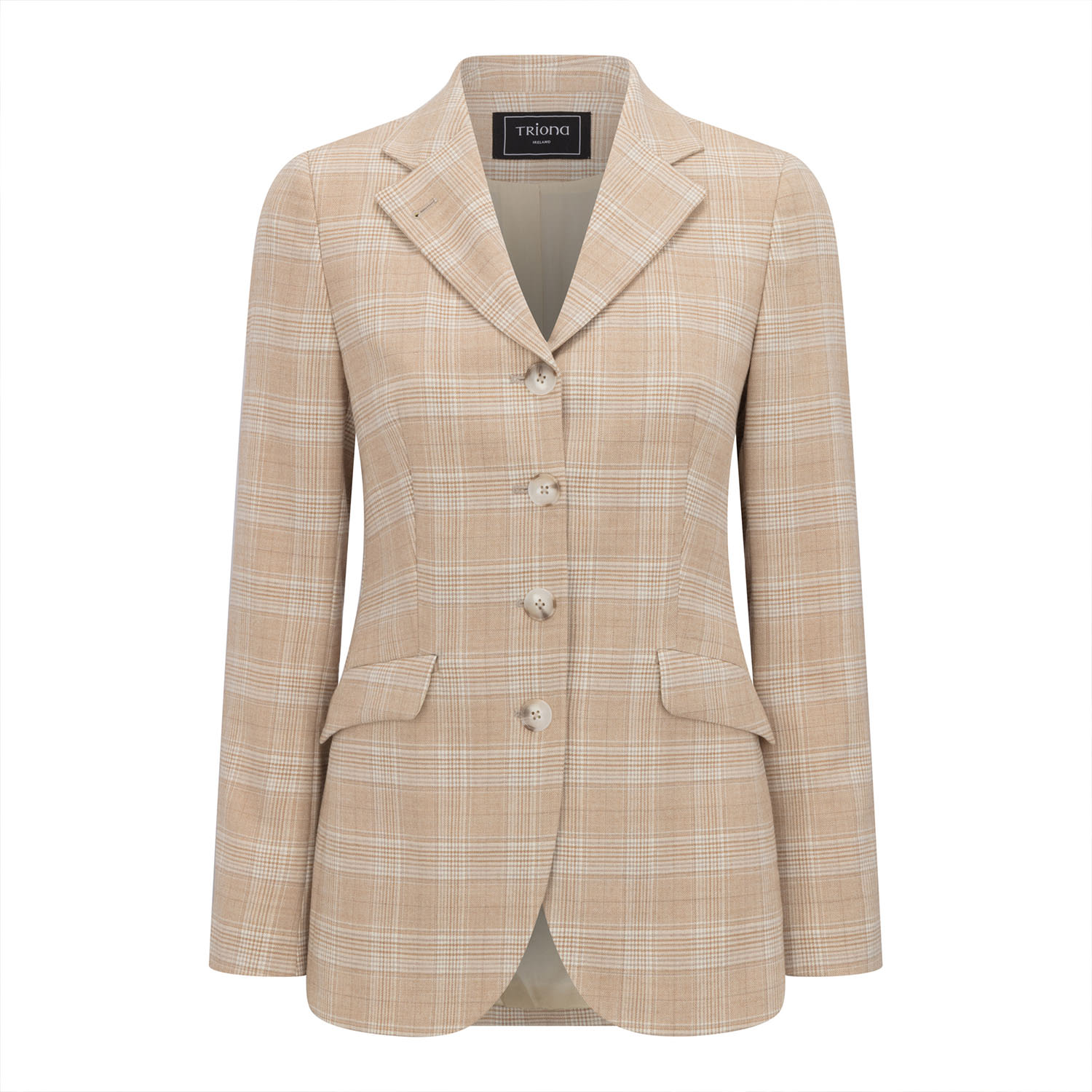 Triona Women's Neutrals Sandstone Check Fiadh Light Wool Jacket
