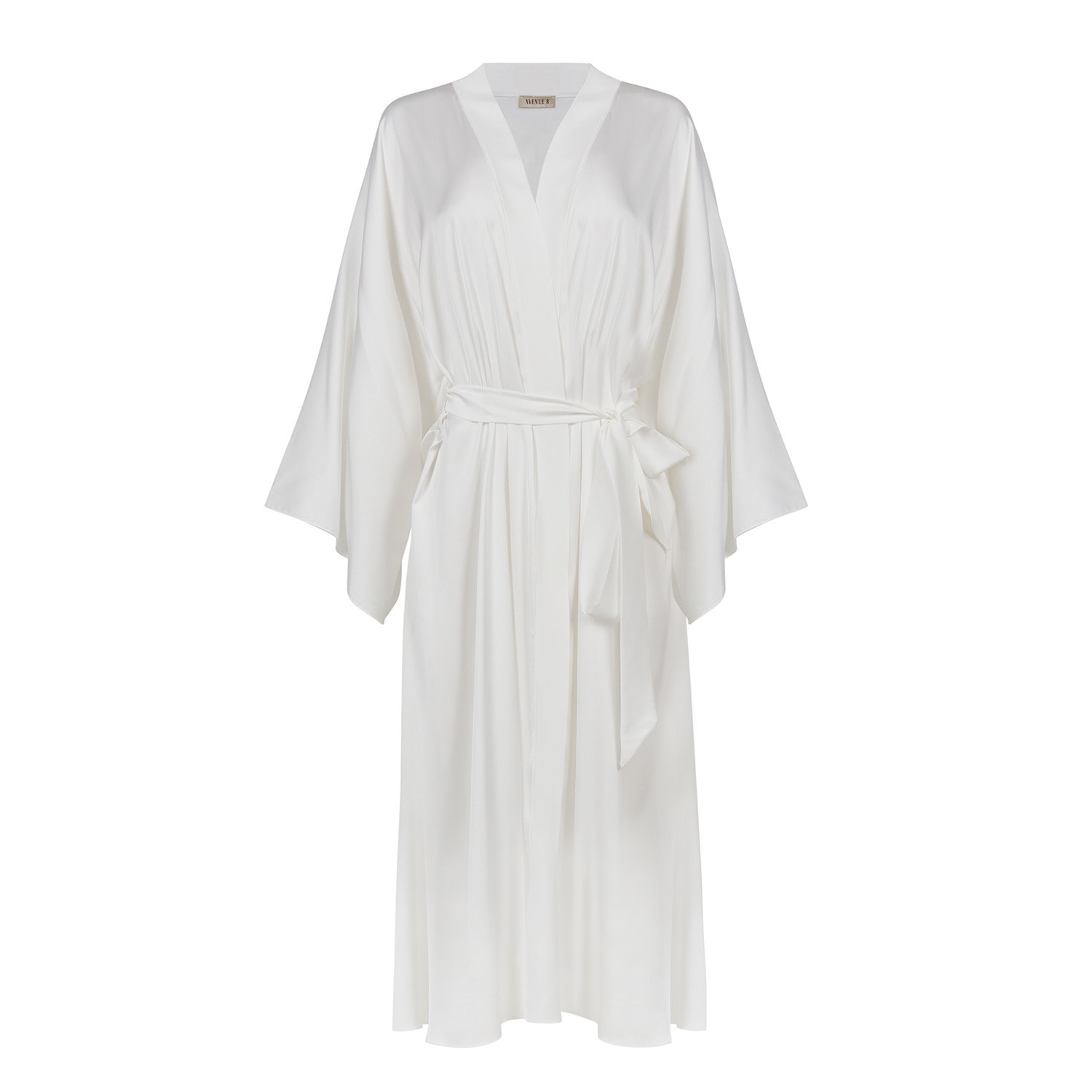 Avenue 8 Women's White Maxi Silk Robe In White