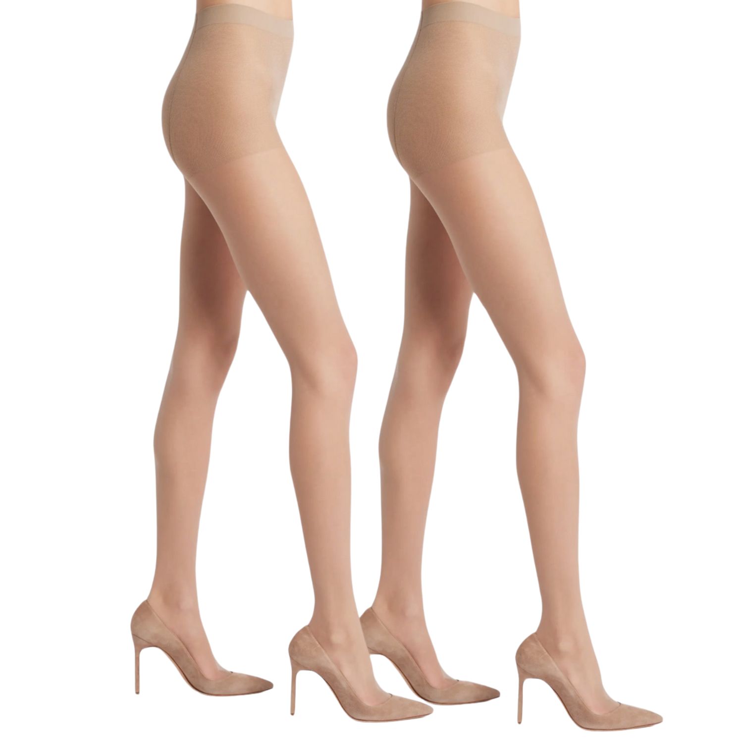 High Heel Jungle By Kathryn Eisman Women's Neutrals 15 Denier Silky Slimming Sheer Tights - Two Pack - Nude In Brown