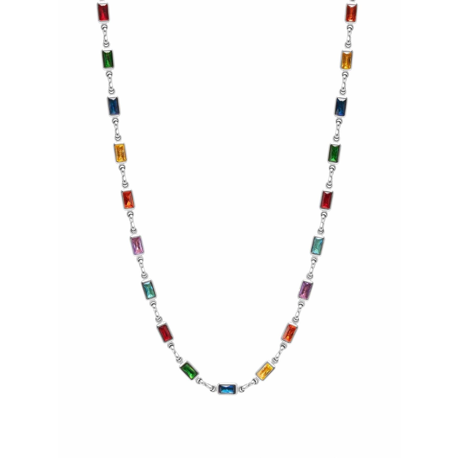 Nialaya Men's Rectangle Tennis Necklace In Silver