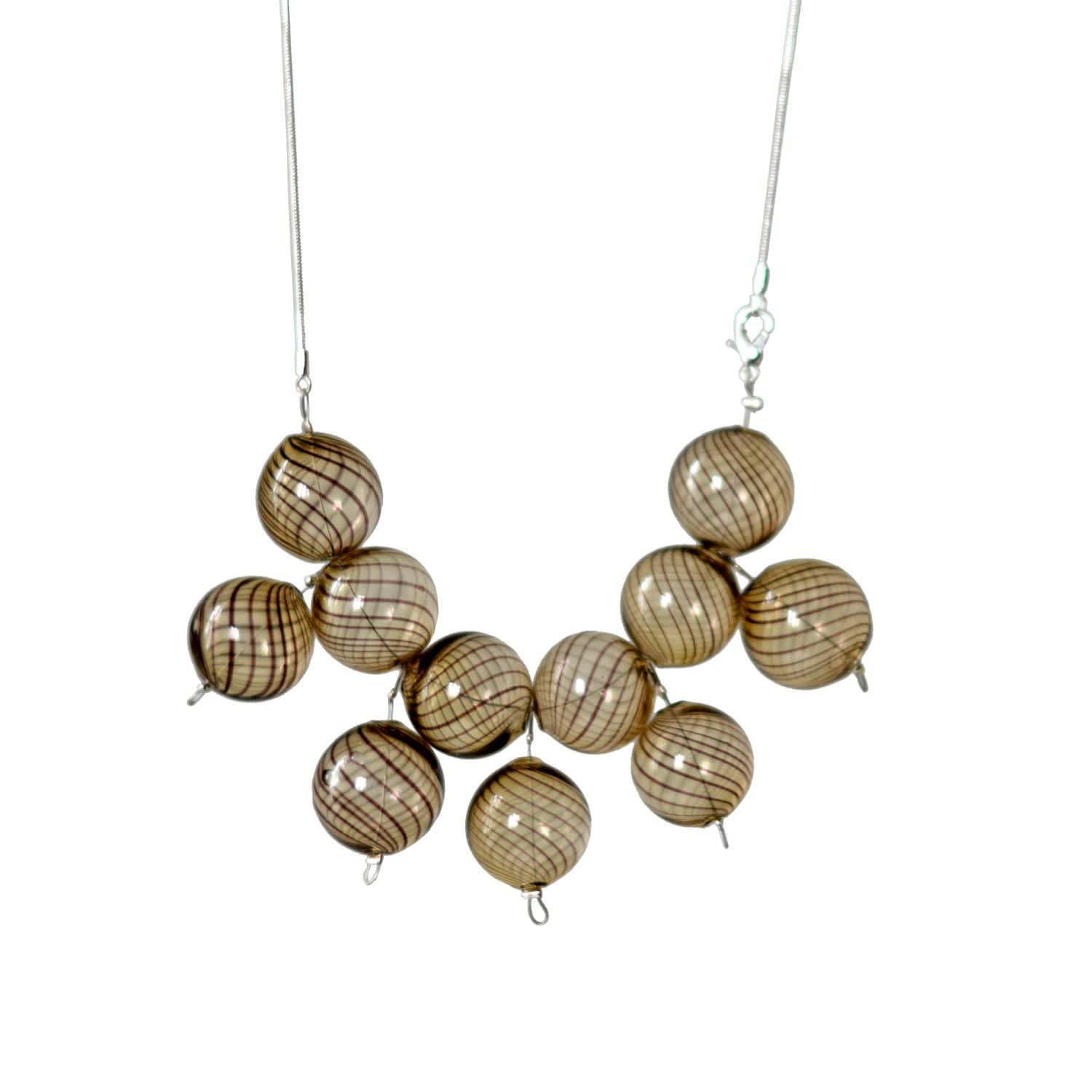 Laura Daili Women's Neutrals / Brown Dune – Blown Glass Bubbles Necklace In Brown