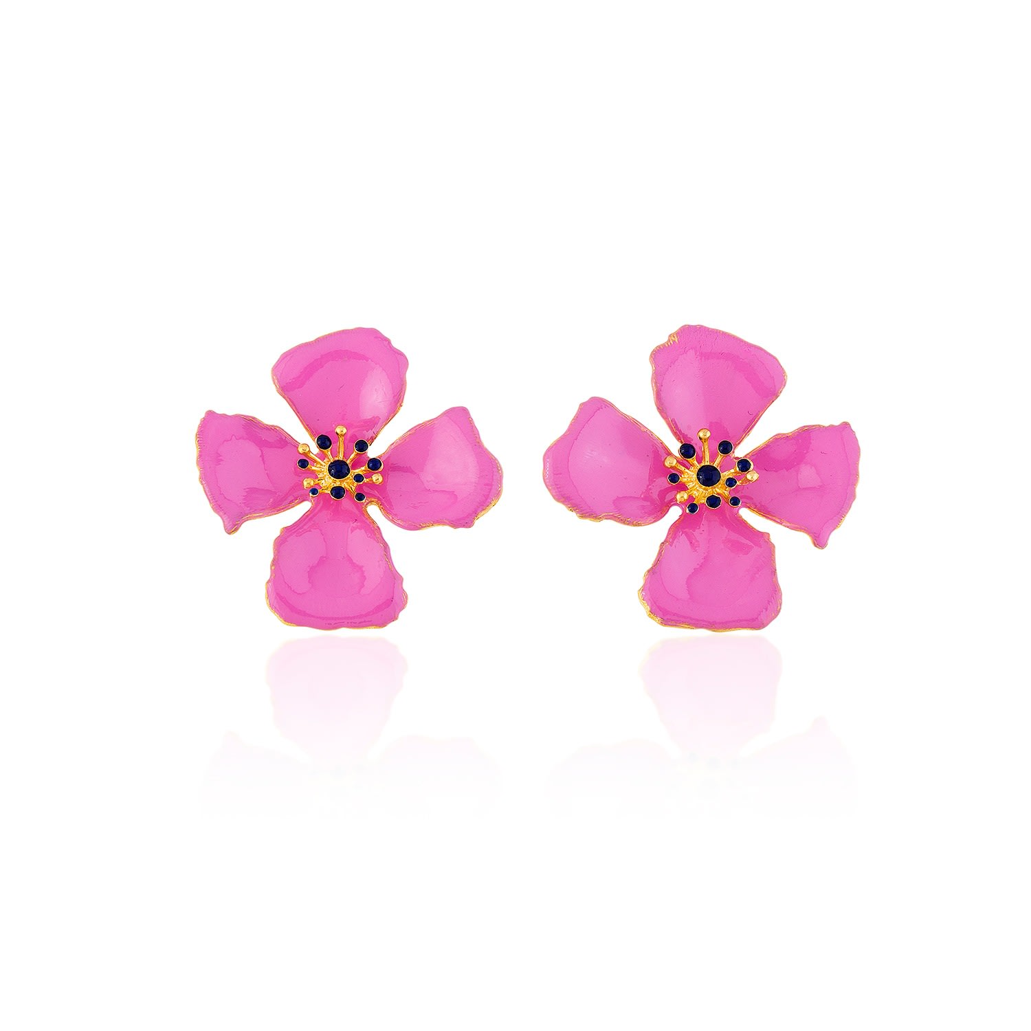 Women’s Pink / Purple Fuchsia Pink Hibiscus Flower Earrings Milou Jewelry