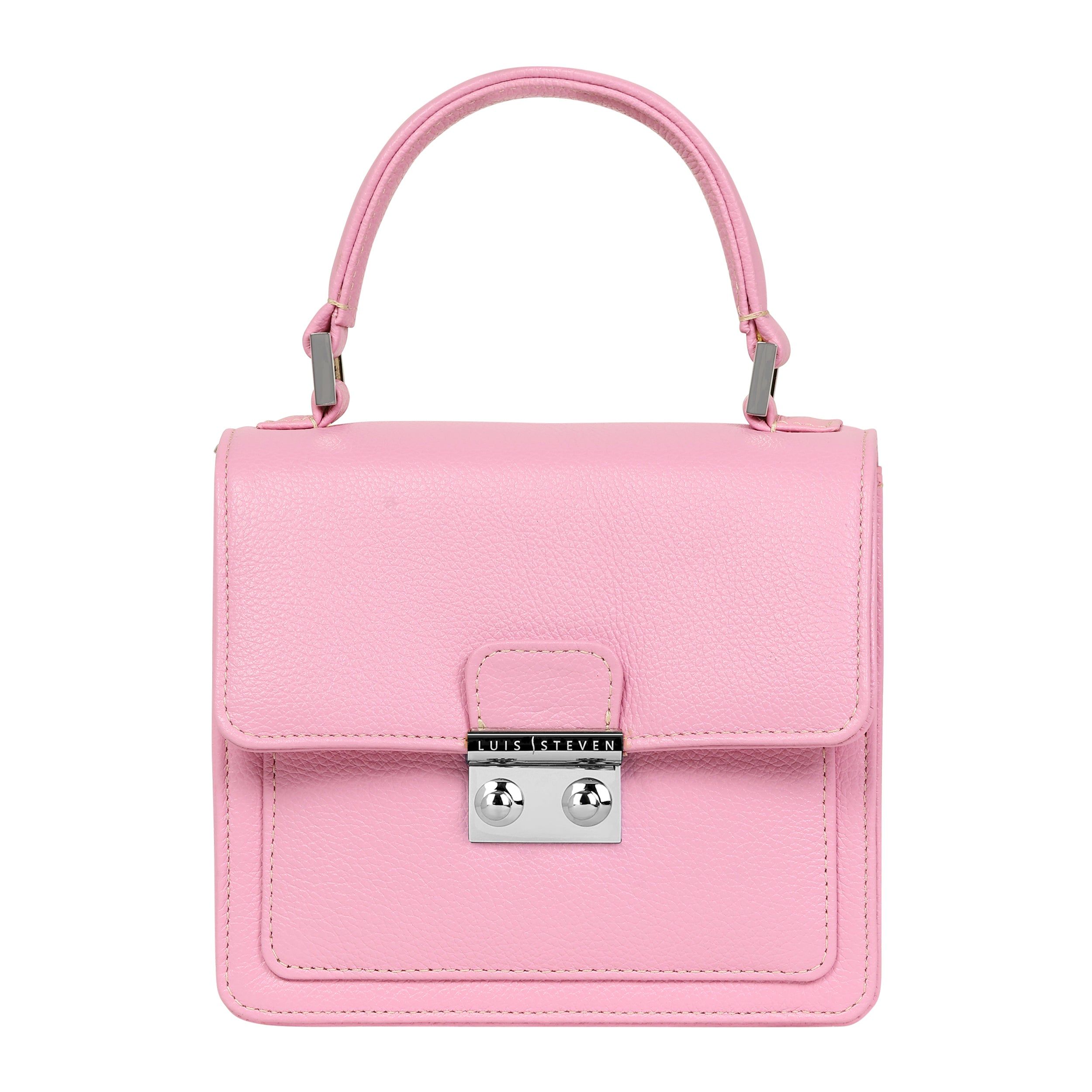 Luis Steven Women's Pink / Purple Madie Top Handle - Pink Pebble Leather In Pink/purple