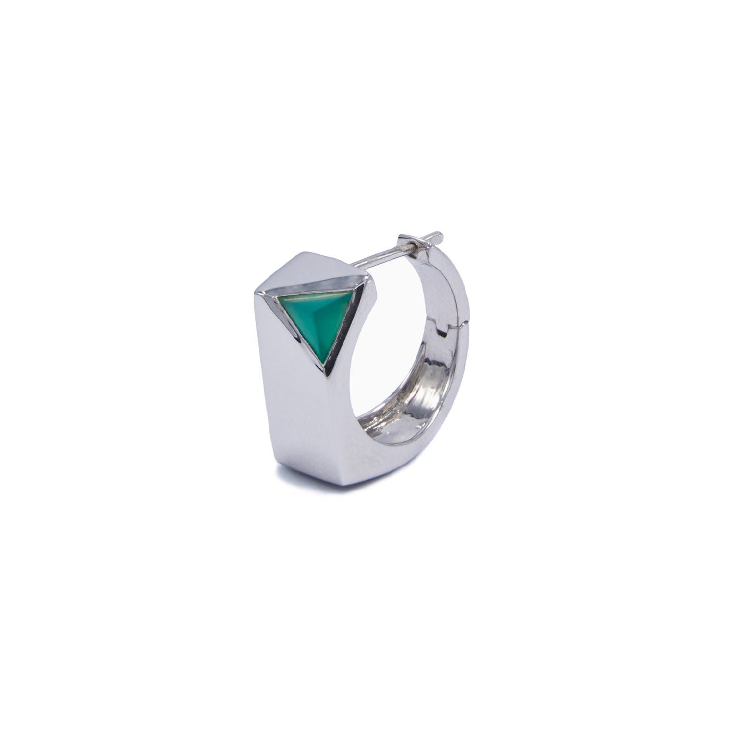 Women’s Jewel Beneath Single Signet Earring - Sterling Silver - Green Onyx Capsule Eleven