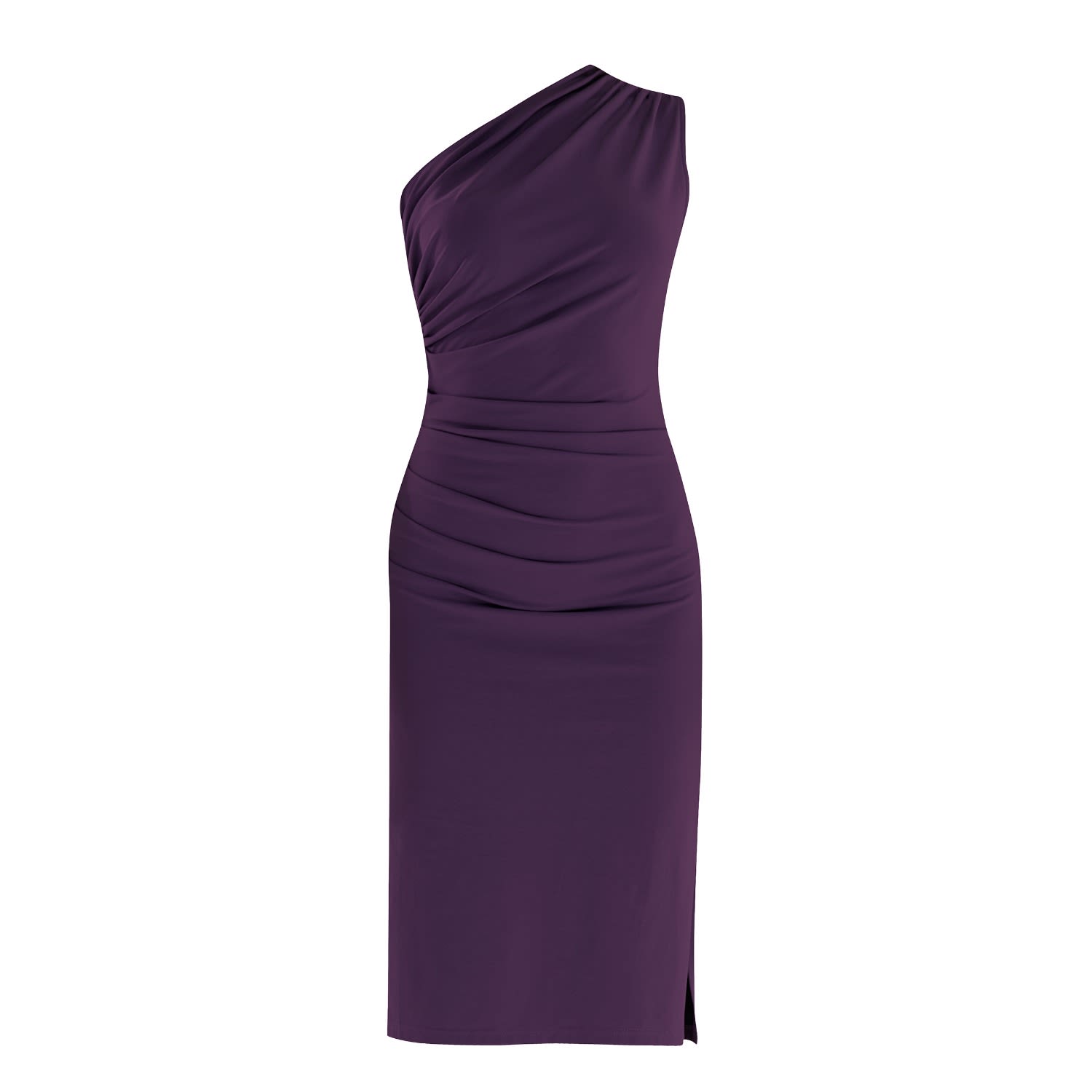 purple one shoulder dress