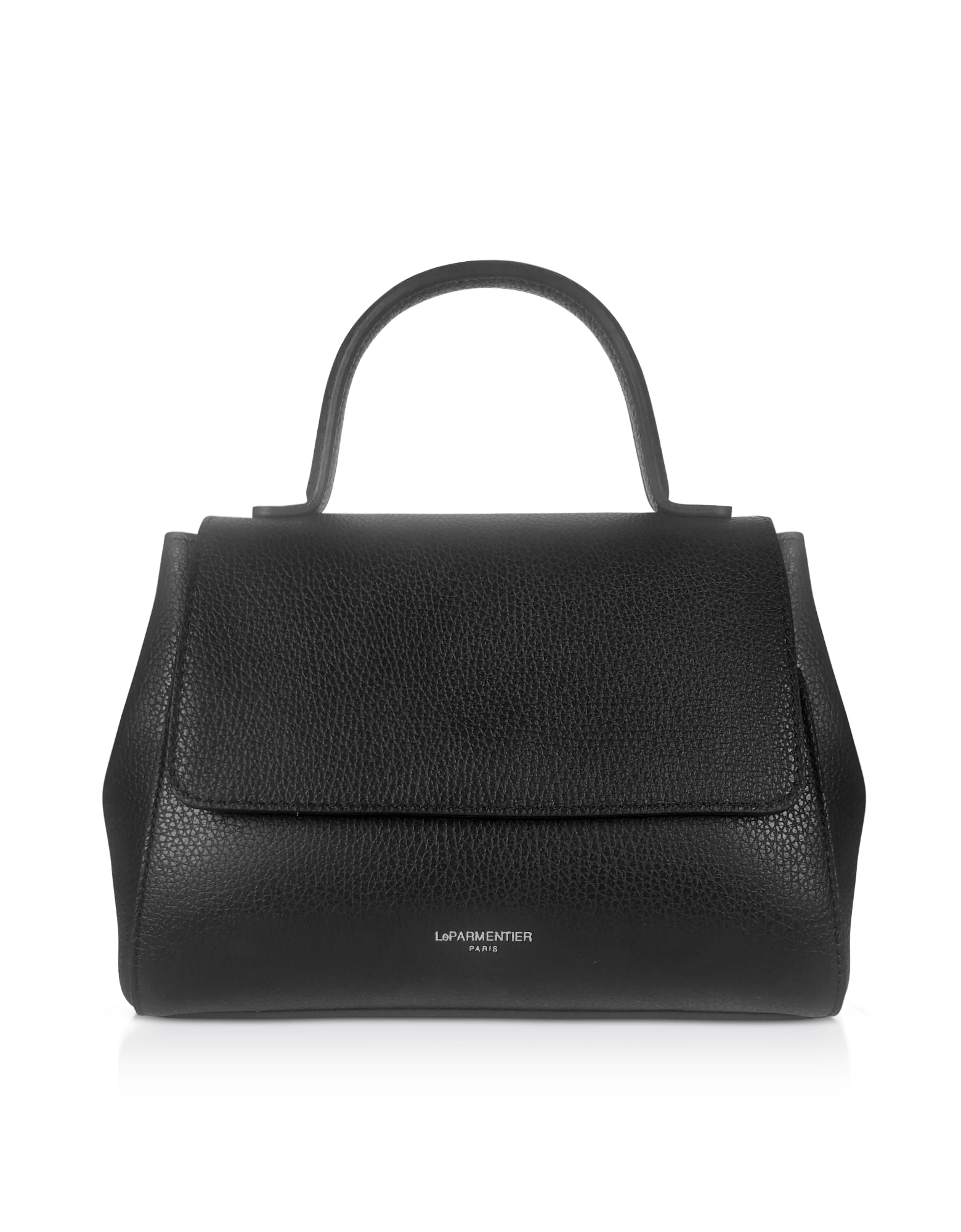 Le Parmentier Ladyfinger Top Handle Ladybag W/strap - Black In Black