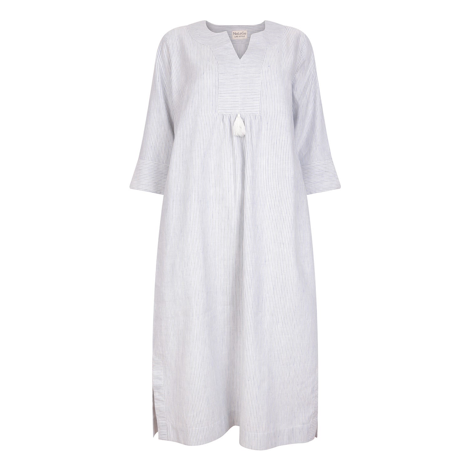 NoLoGo-chicNoLoGo-chic - At Ease Linen Stripe Dress - Blue & White ...