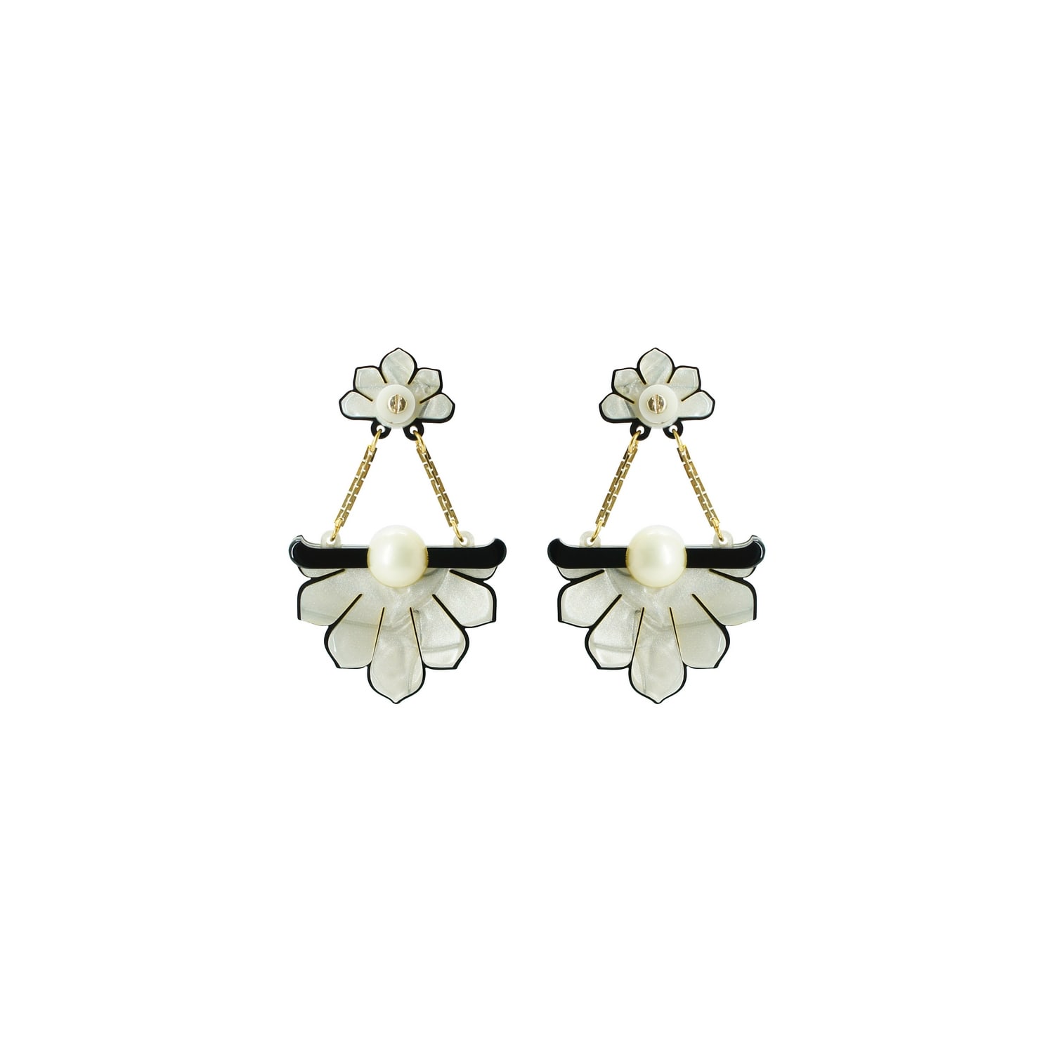 Gissa Bicalho Women's Black / Neutrals Handmade Acrylic Earring Daisy