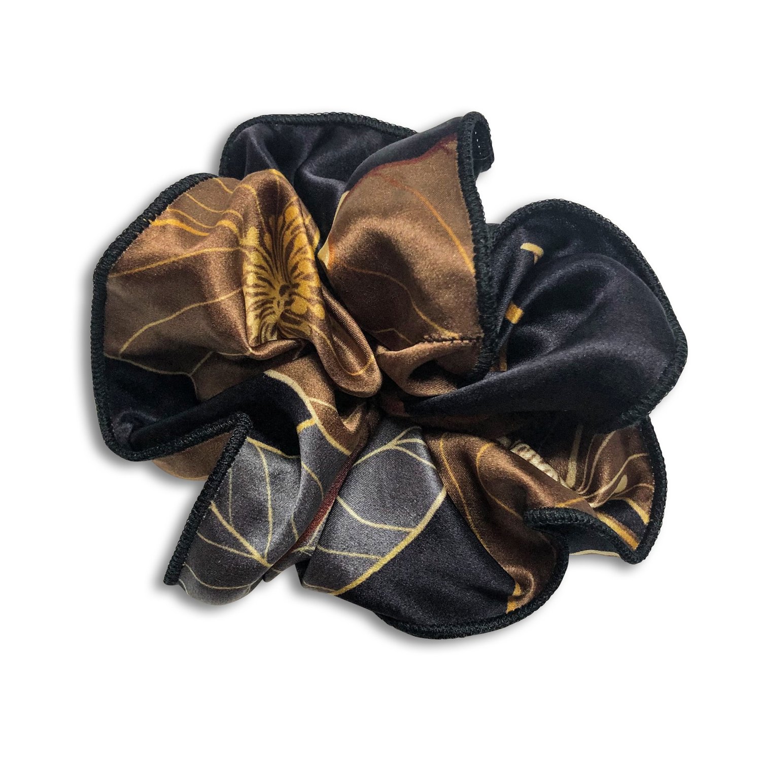 Rakhsh Rakhshi Women's Brown Cocoa Bloom Italian Silk Twill Scrunchie