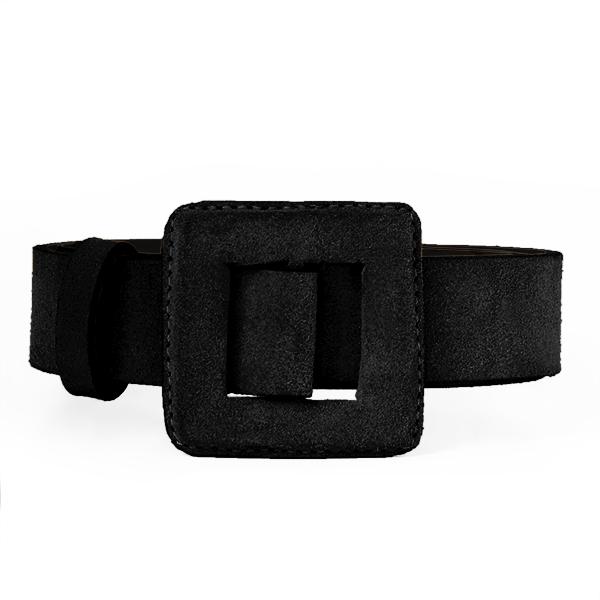 Women’s Suede Mini Square Buckle Belt - Black Small Beltbe