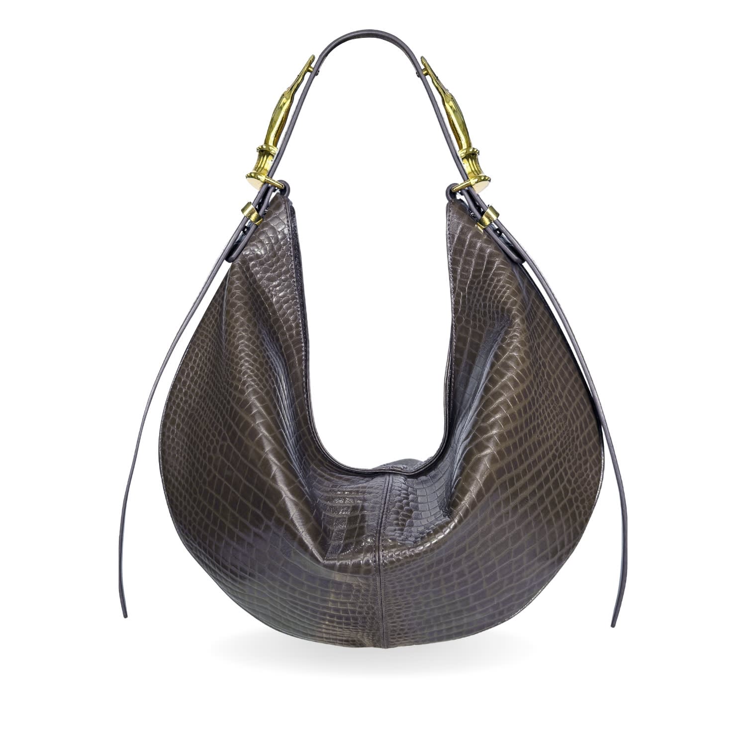 Indigolush Women's Brown Hobo Adjustable Hand Shaped Leather Bag Maxi Taupé Two Hands