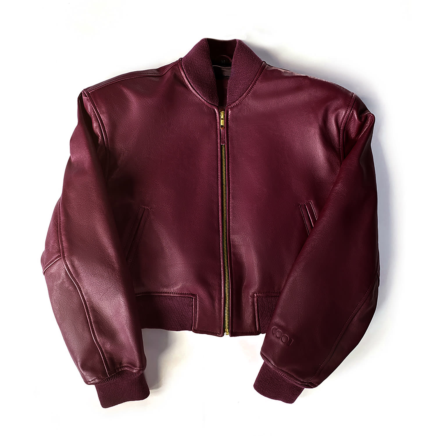 Cool Creative Women's Red Burgundy Leather Crop Bomber Jacket In Red