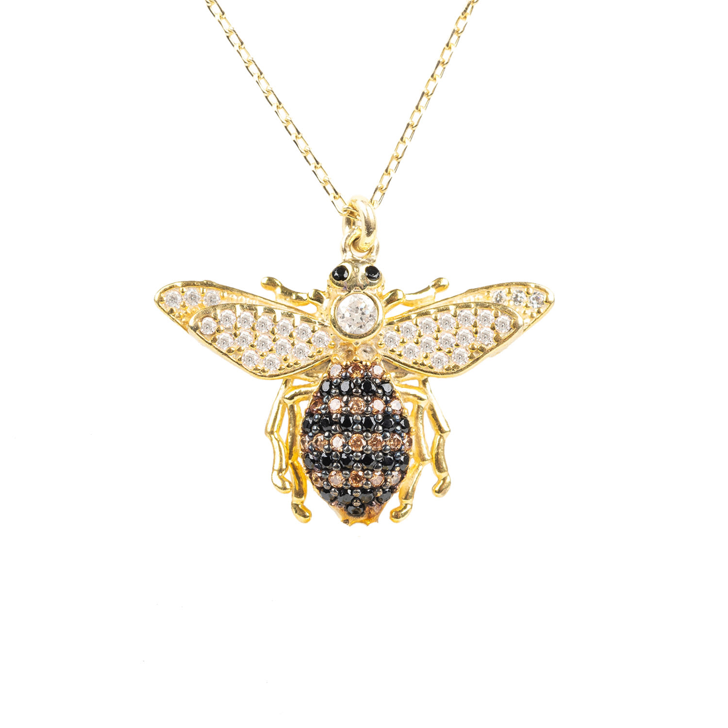 Women’s Honey Bee Pendant Necklace Gold Latelita