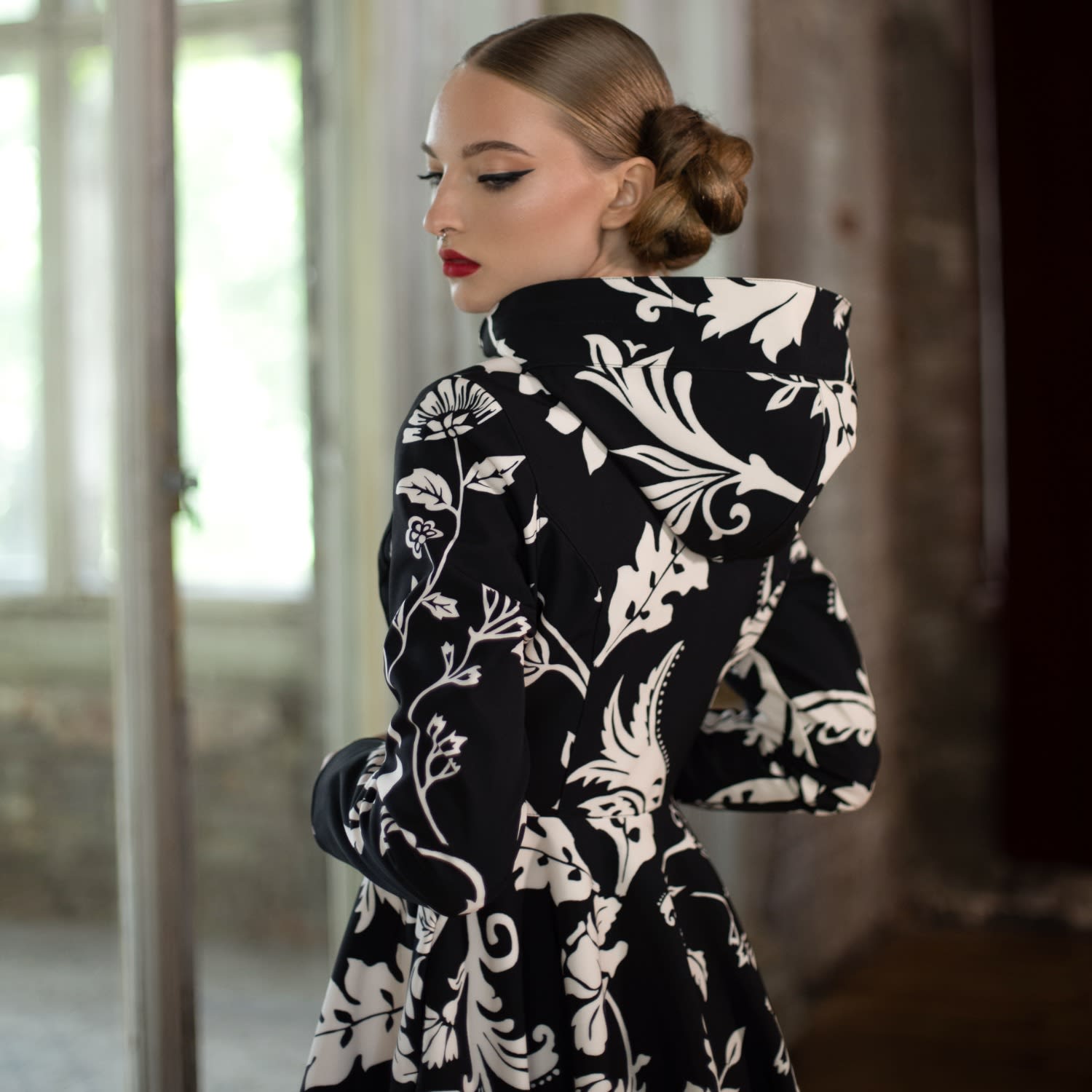 Hooded Black And White Waterproof Women