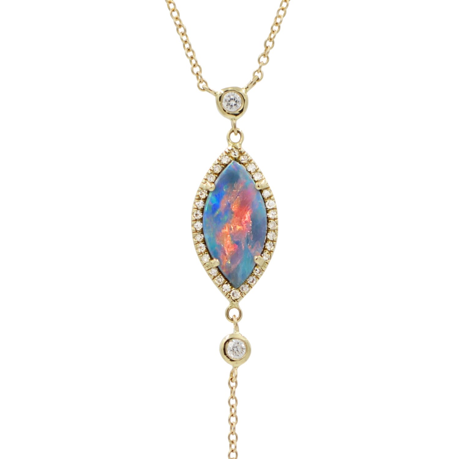 Women’s Blue Opal Marquise Lariat With Diamonds Kamaria