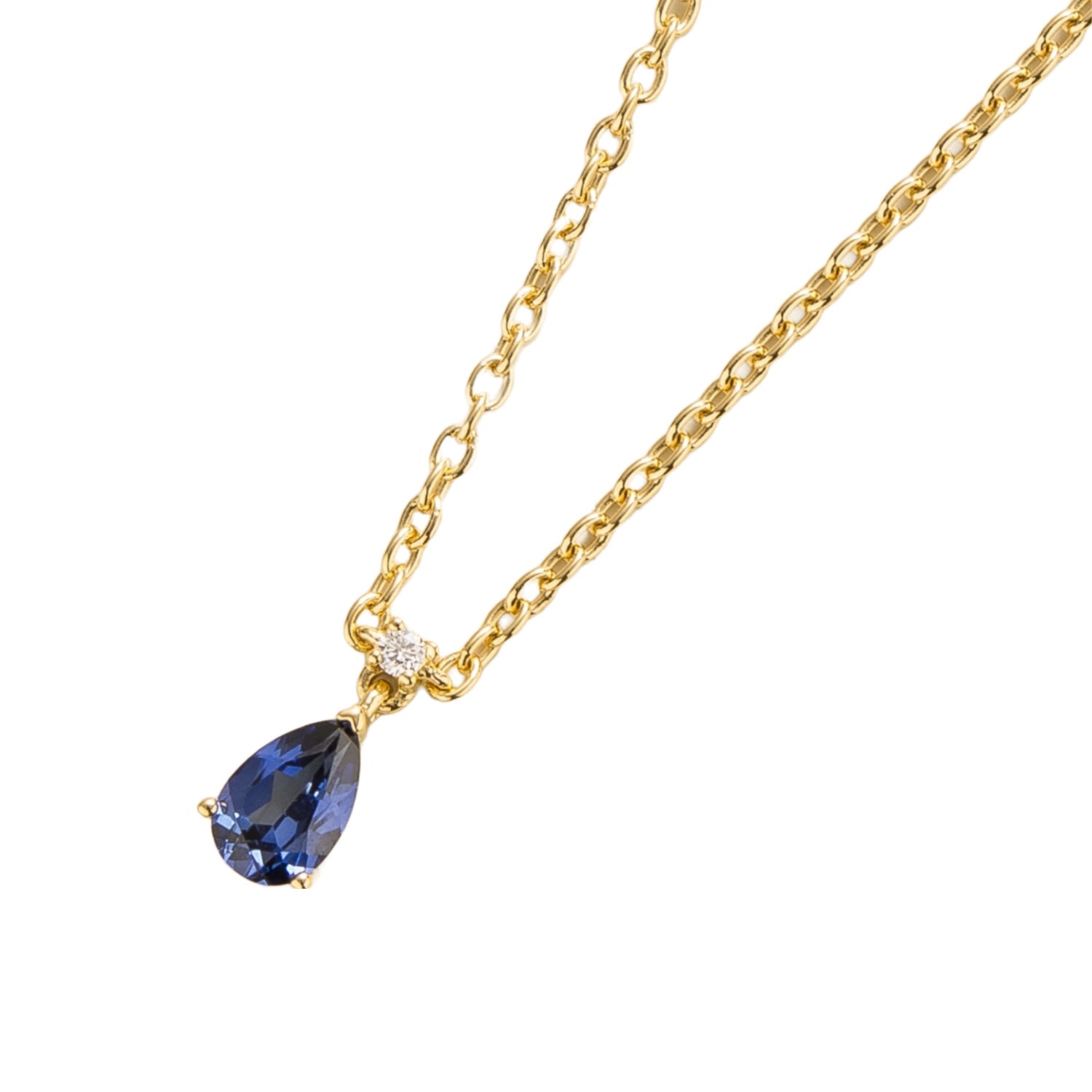 Women’s White / Blue / Yellow Ori Small Gold Pendant Necklace Blue Sapphire & Diamond Juvetti