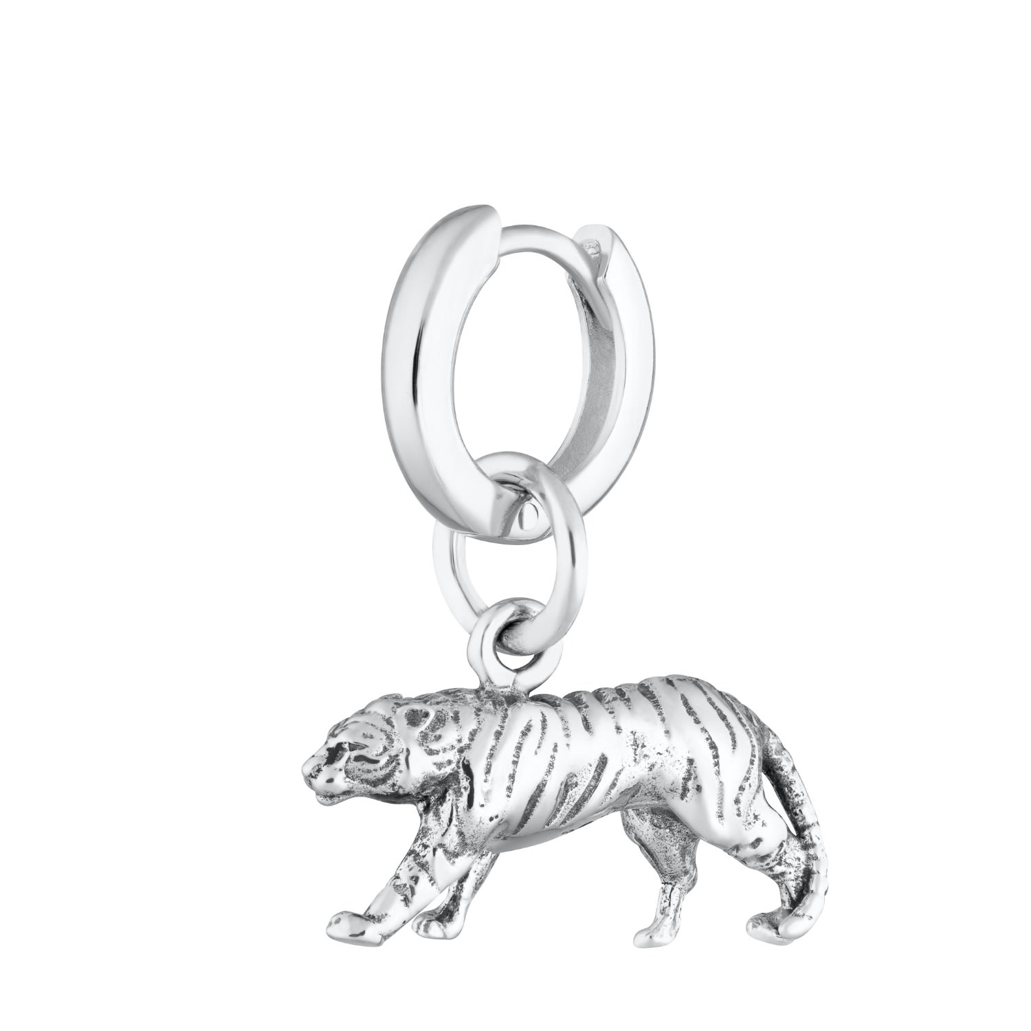 Scream Pretty Women's Silver Tiger Single Huggie Earring In Metallic