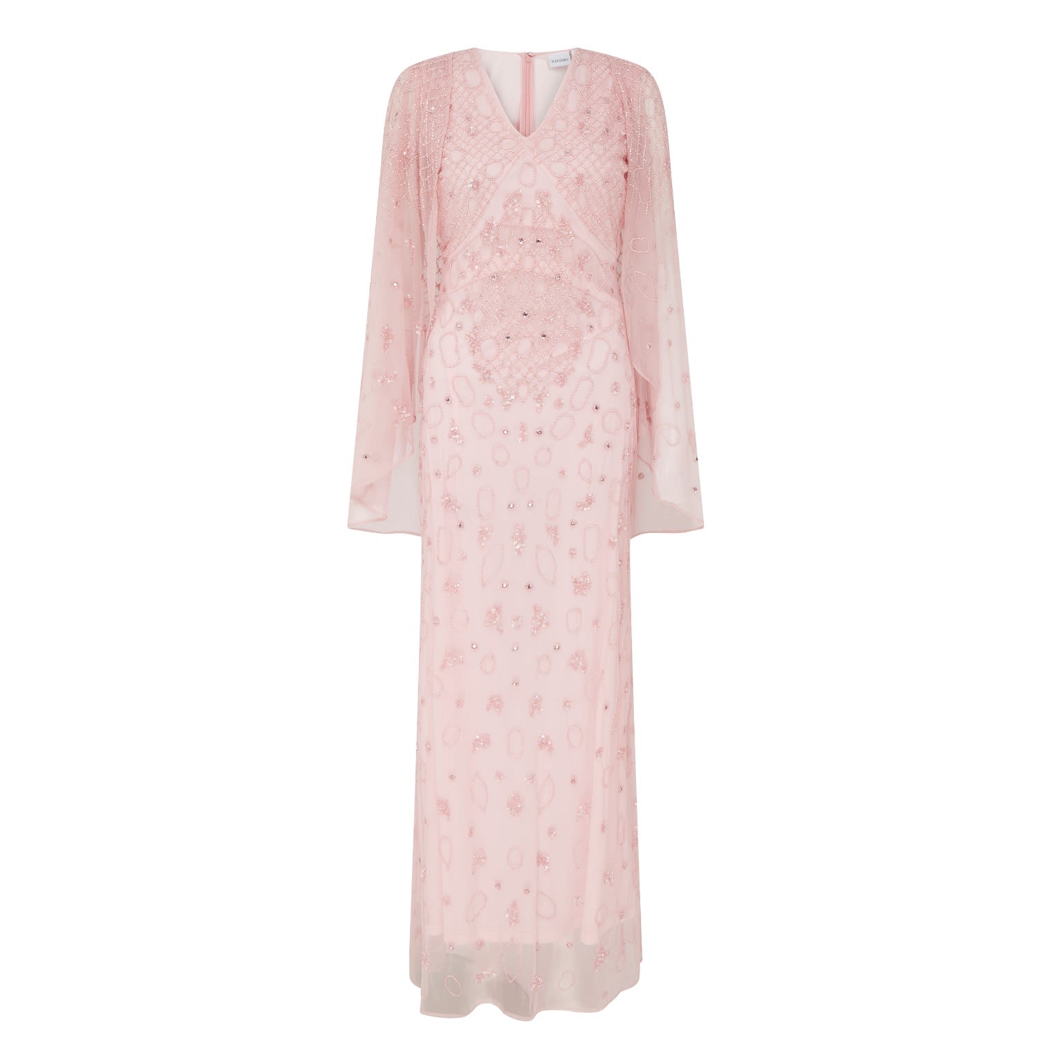 Raishma Women's Orange Selena Pink & Blush Cape & Is Exquisitely Detailed With Beading Throughout Gown In Orange