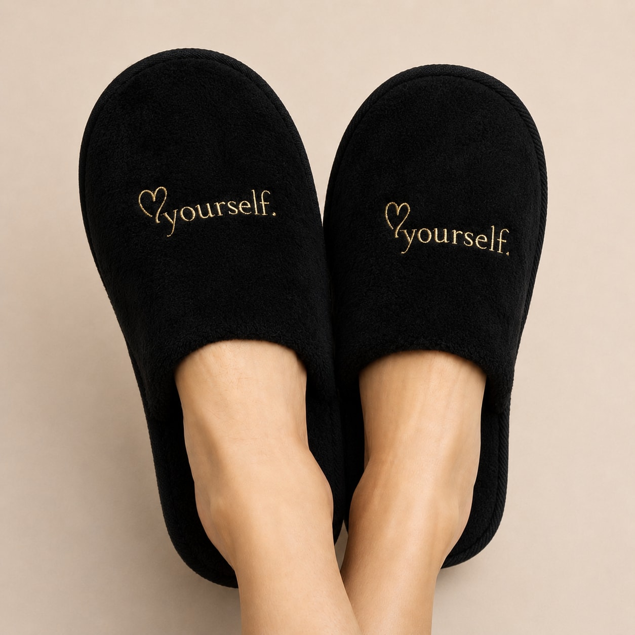 Women's Black Love Yourself Slippers | One Size | Rejected Hearts Club