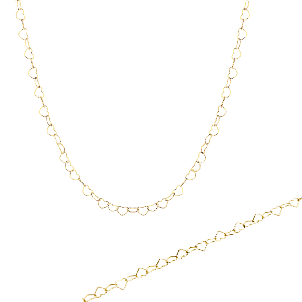 Spero London Women's Love Heart Sterling Silver Chain Bracelet & Necklace Set - Gold