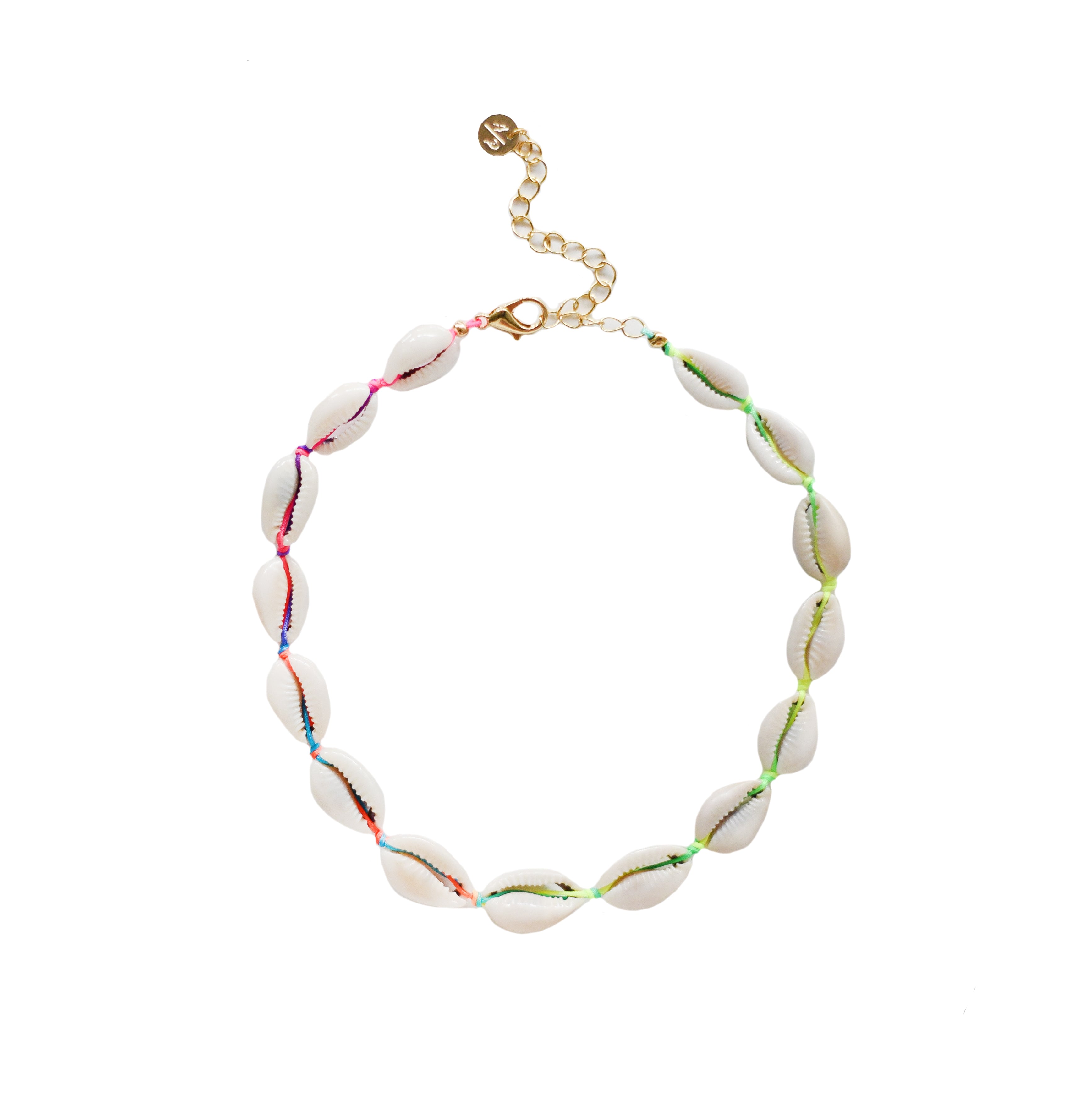 Women’s Mini Natural Shell Choker On Colored Cord - Rainbow Adriana Pappas Designs