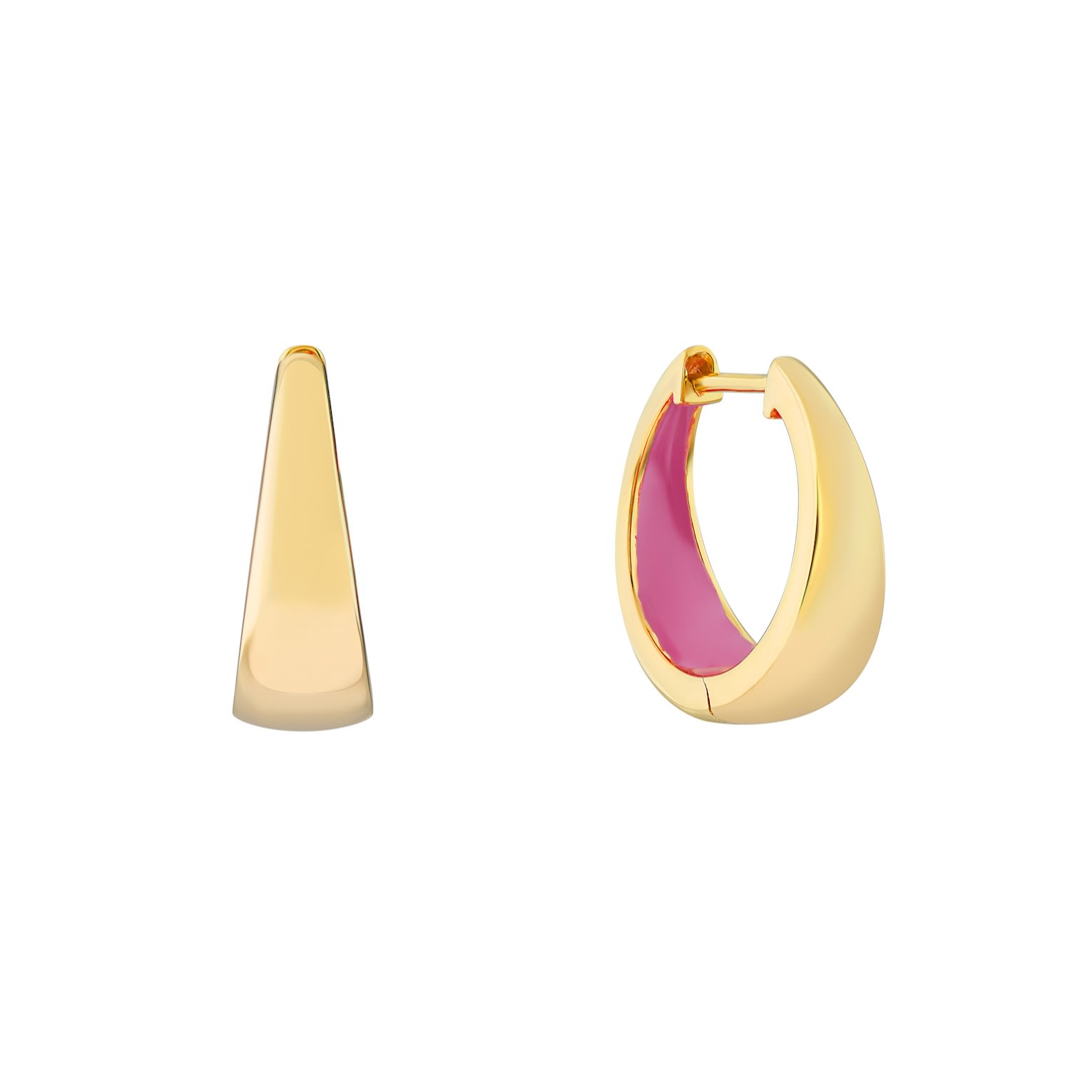 Women’s Gold / Pink / Purple Havana Flamingo Pink Enamel & Gold Huggie Hoop Earrings | Auree Jewellery