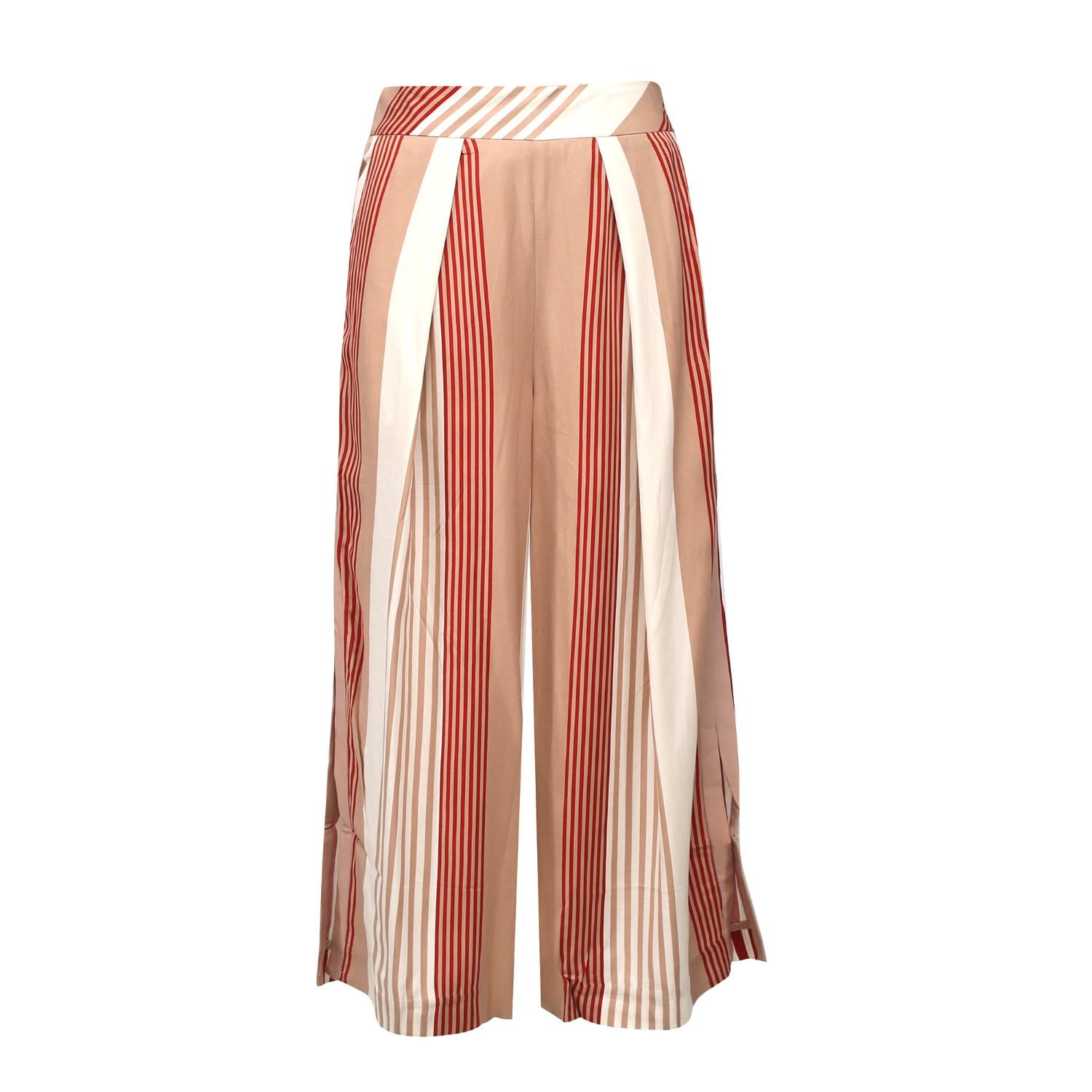 Smart And Joy Women's Yellow / Orange Stripe Print Fold Capri Pants -red In Yellow/orange
