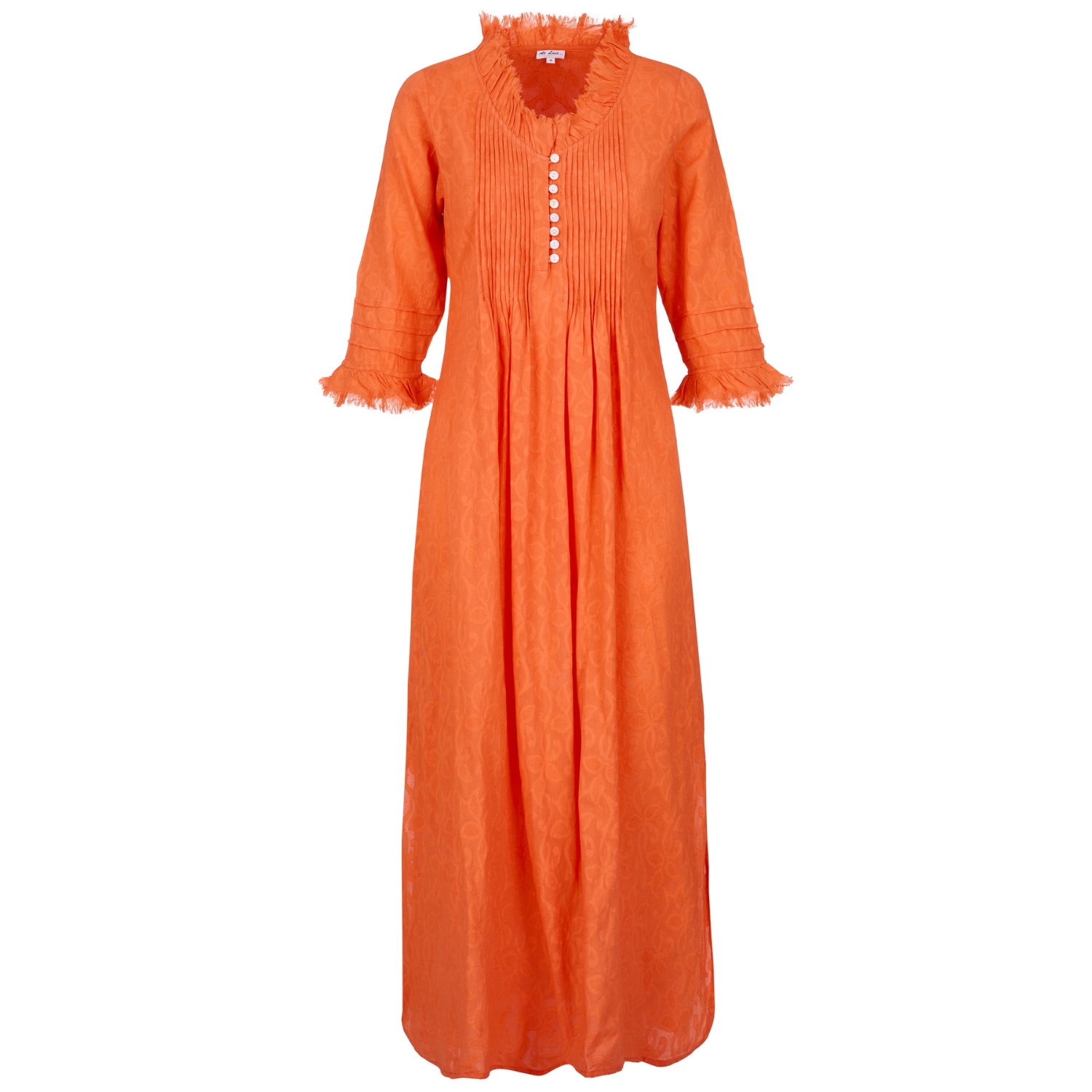 Cotton Annabel Maxi Dress In Hand Woven Hot Orange | At Last... | Wolf