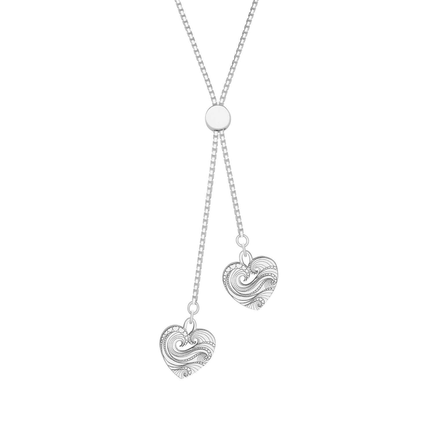 Cartergore Women's Wave Heart Sterling Silver Slider Necklace
