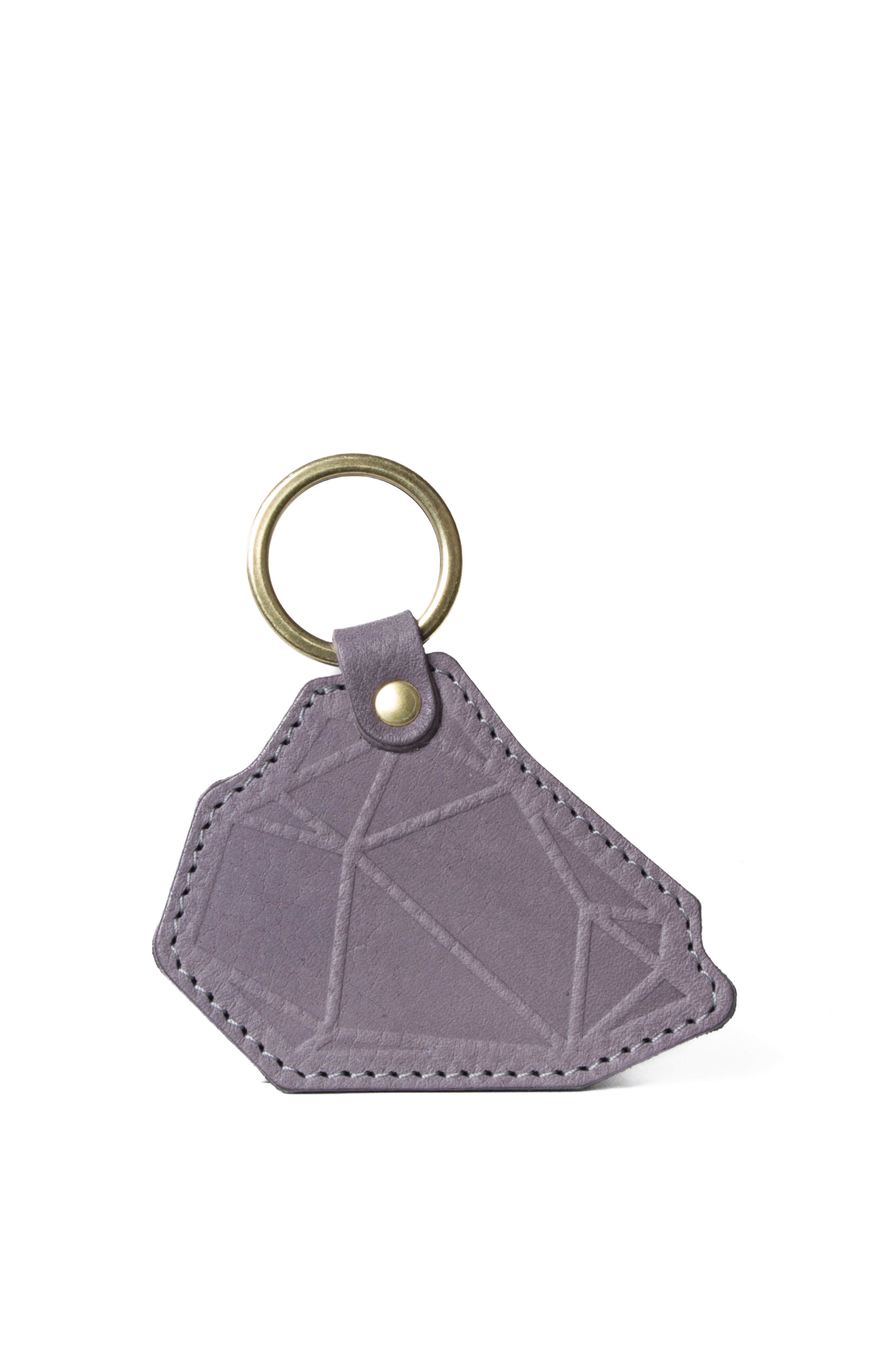 Navvy Lune - Thistle Grey Leather Bag Charm Key Ring In Grey