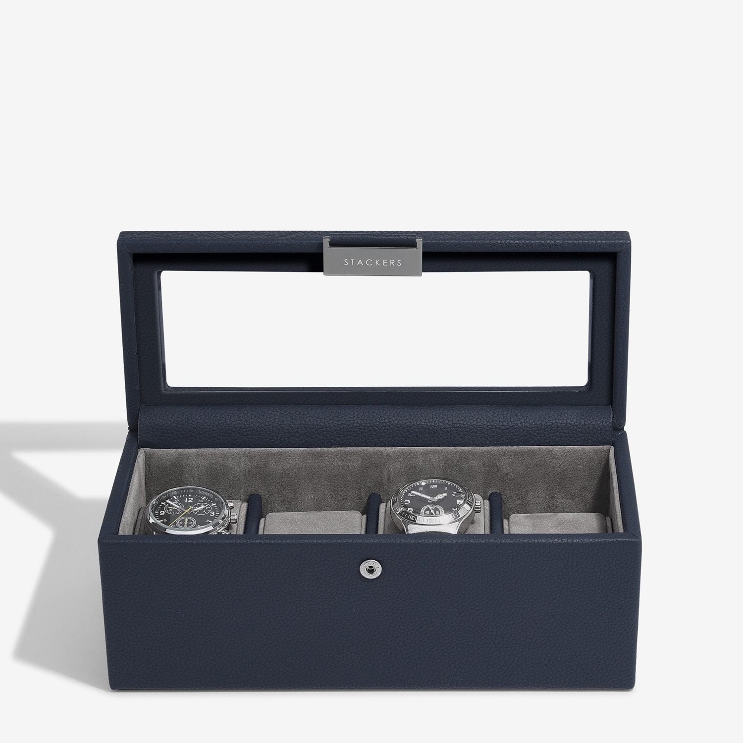 Stackers Men's  Navy Blue Four Piece Watch Box In Blue