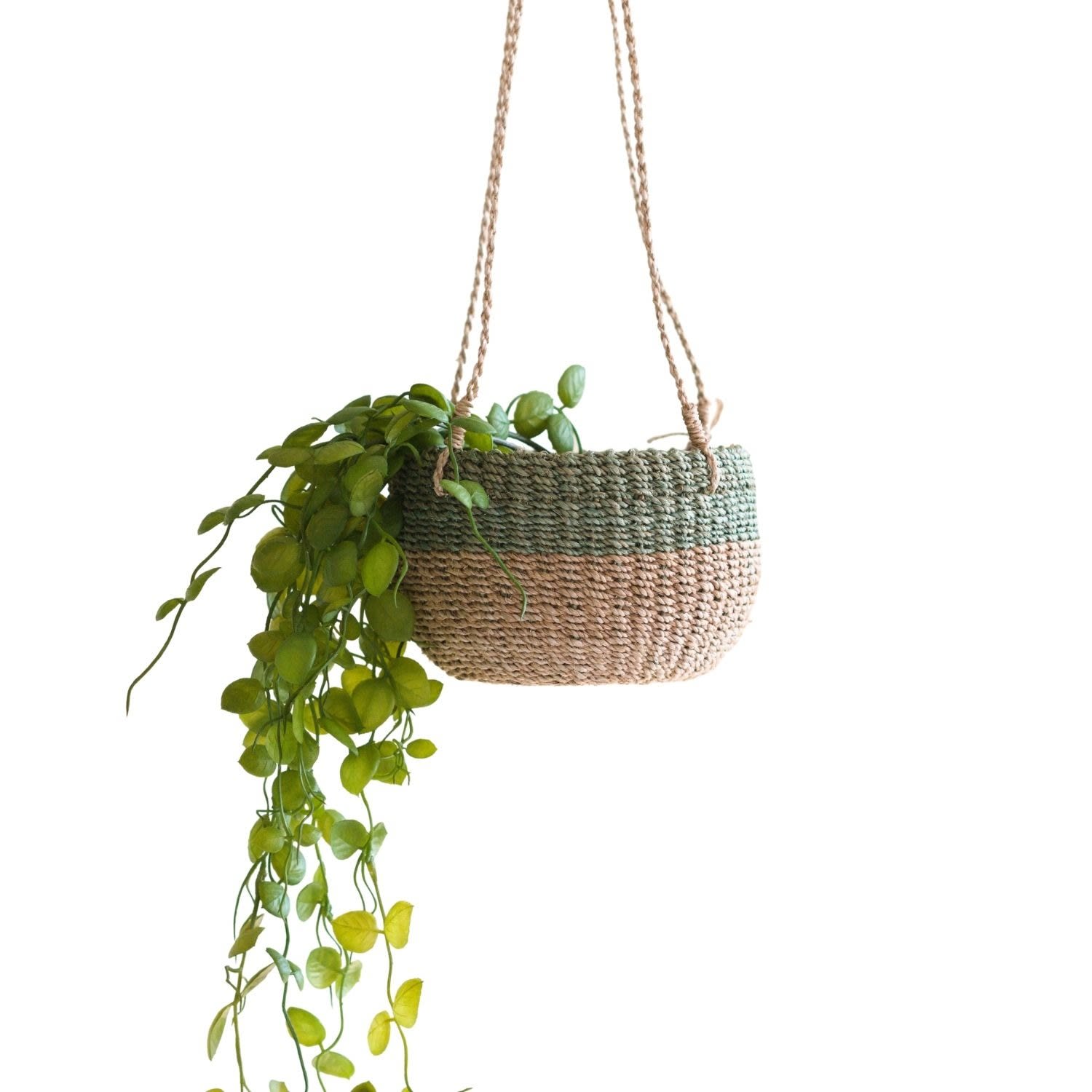 Green Natural + Sage Hanging Planter - Hanging Bin One Size Likhâ