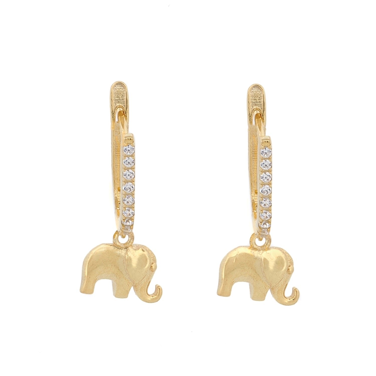 Ebru Jewelry Women's Dainty Gold Lucky Elephant Earrings - Gold