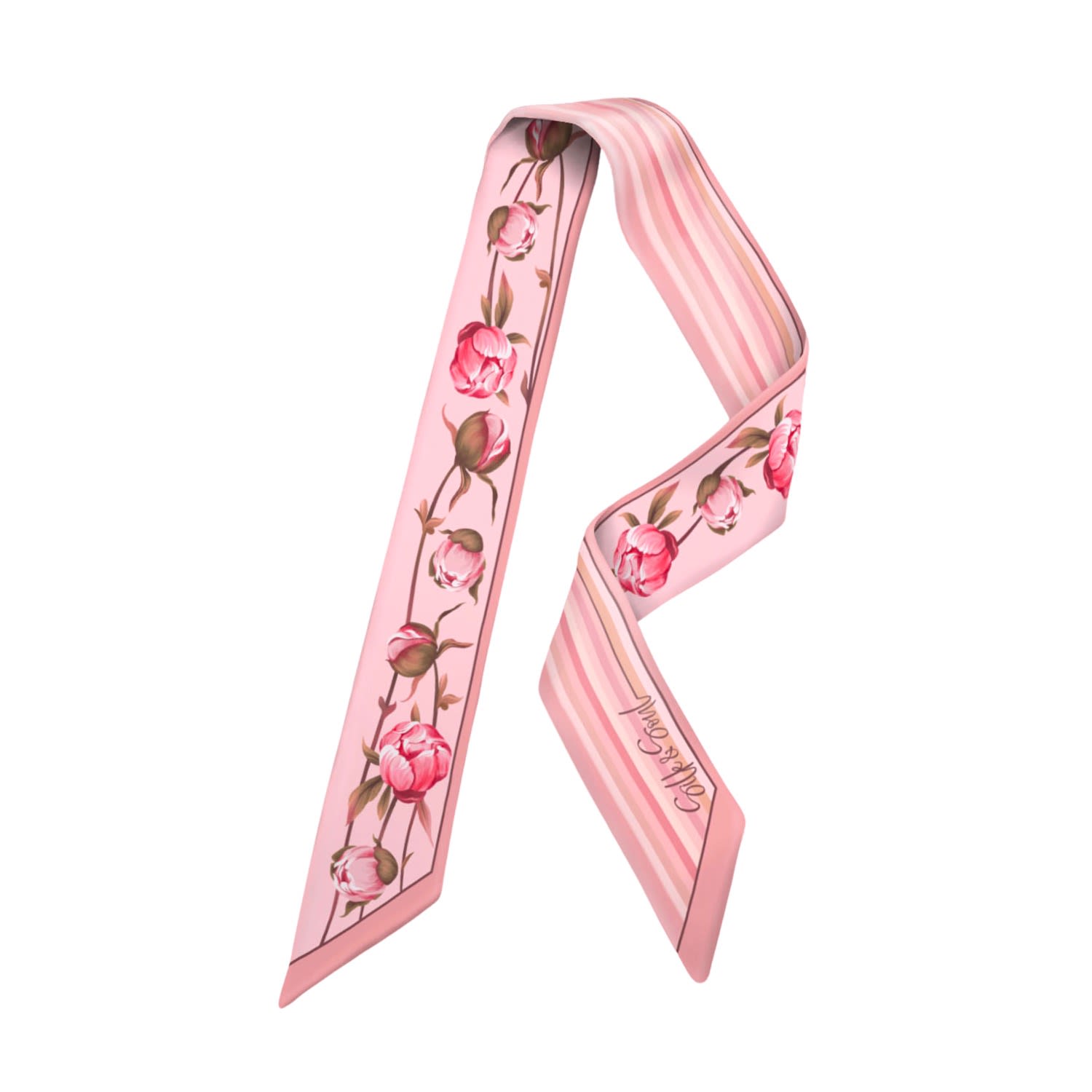 Silk&soul Women's Pink Peonies Twilly In Pink
