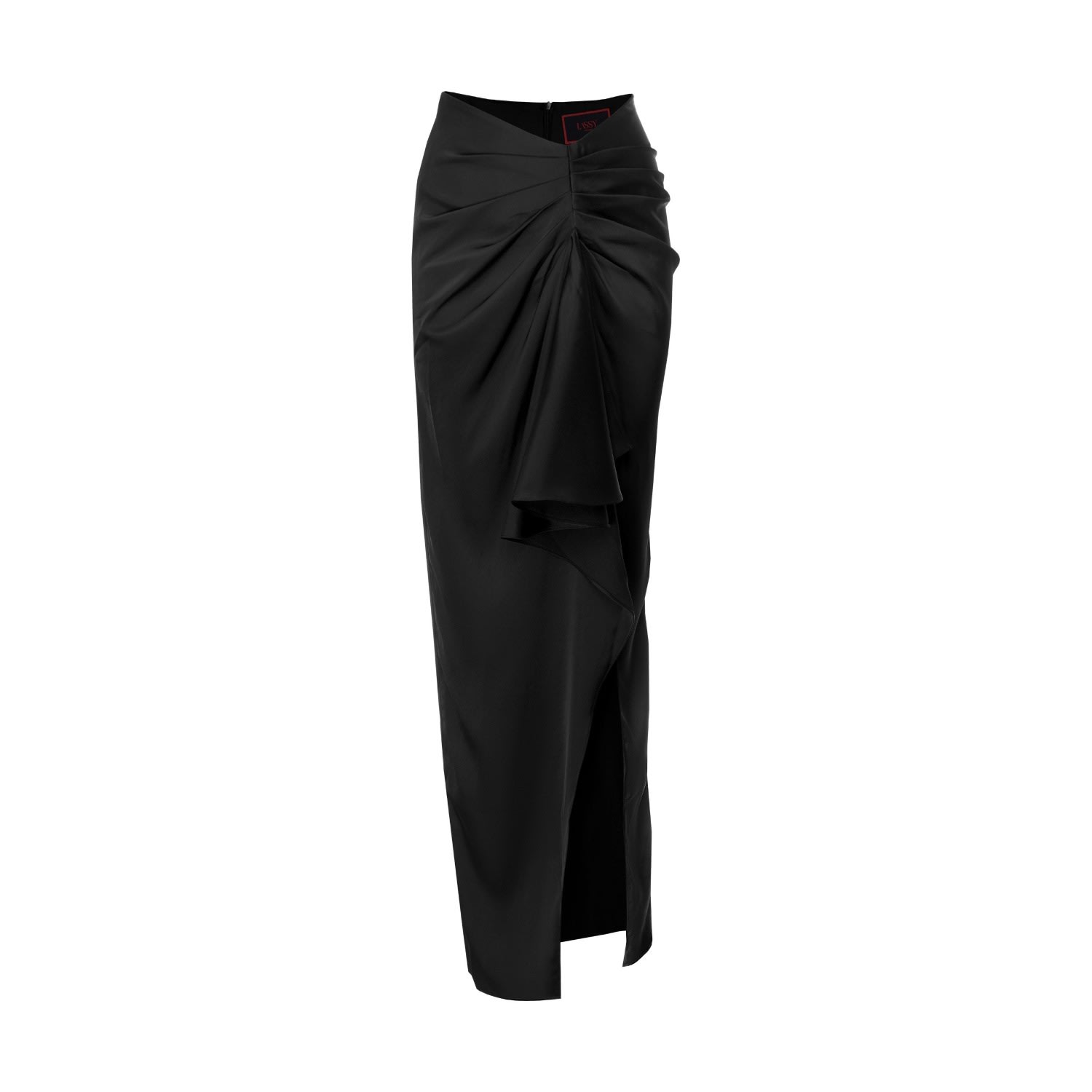 Women’s Black High Split Silk Midi Skirt Small Lassyvn