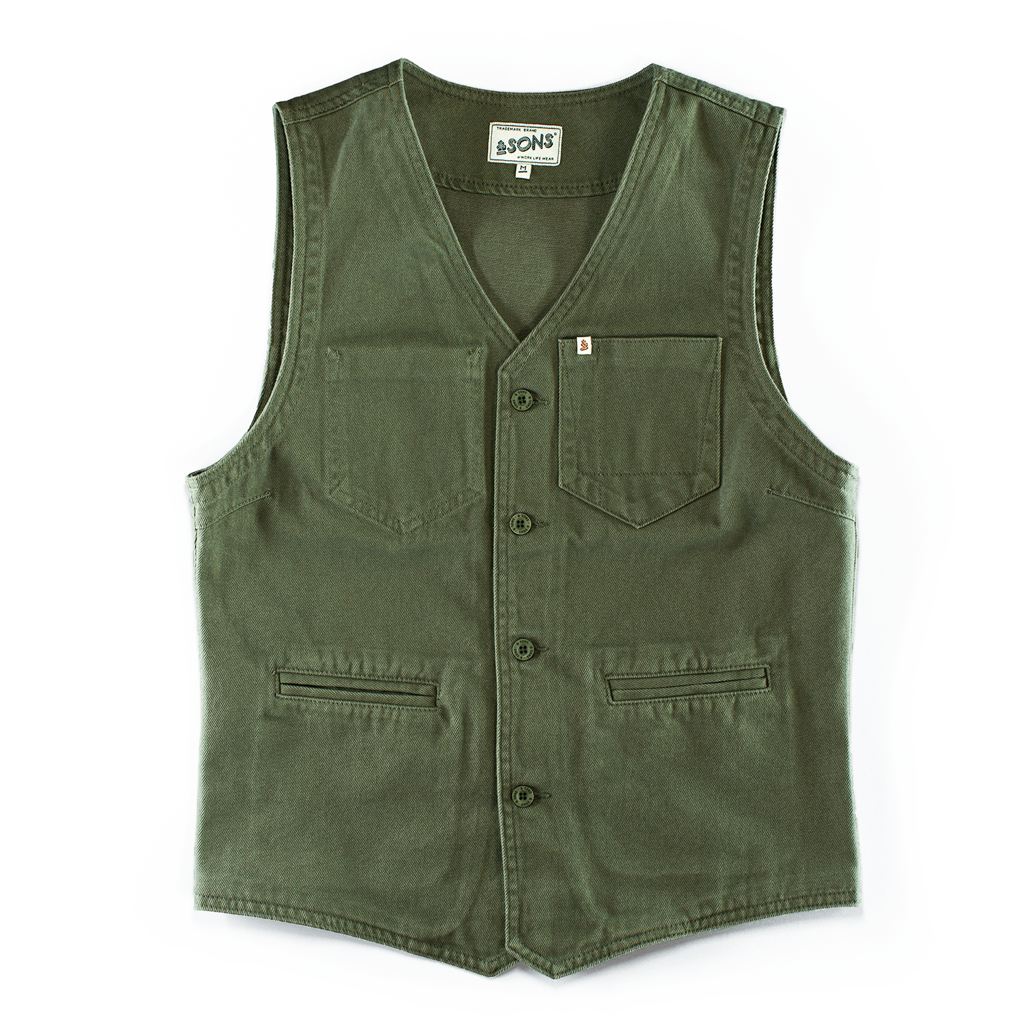 &sons Trading Co Men's &sons Lincoln Waistcoat Army Green In Green