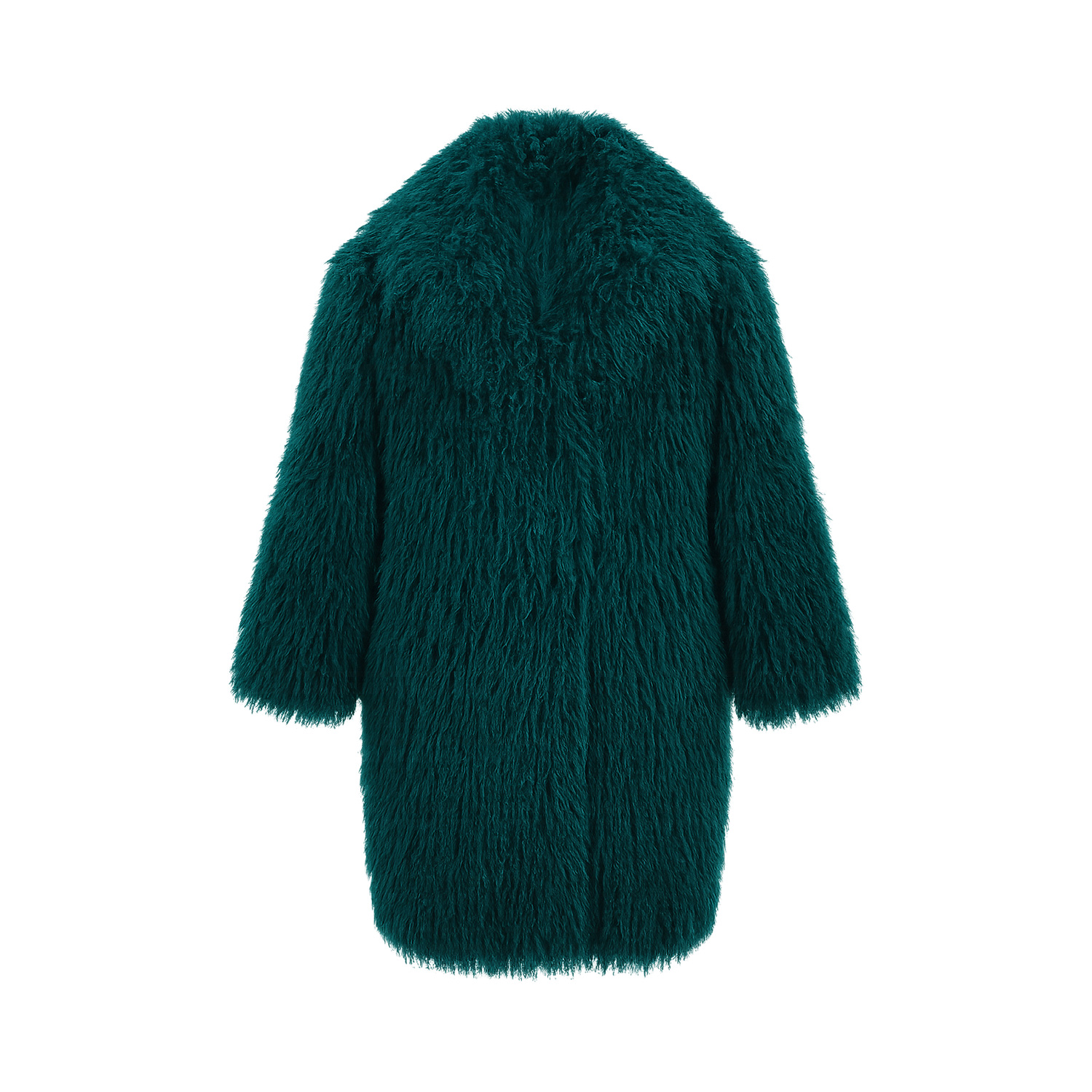 Yumi Women's Blue  Teal Luxe Long Hair Fur Coat In Blue