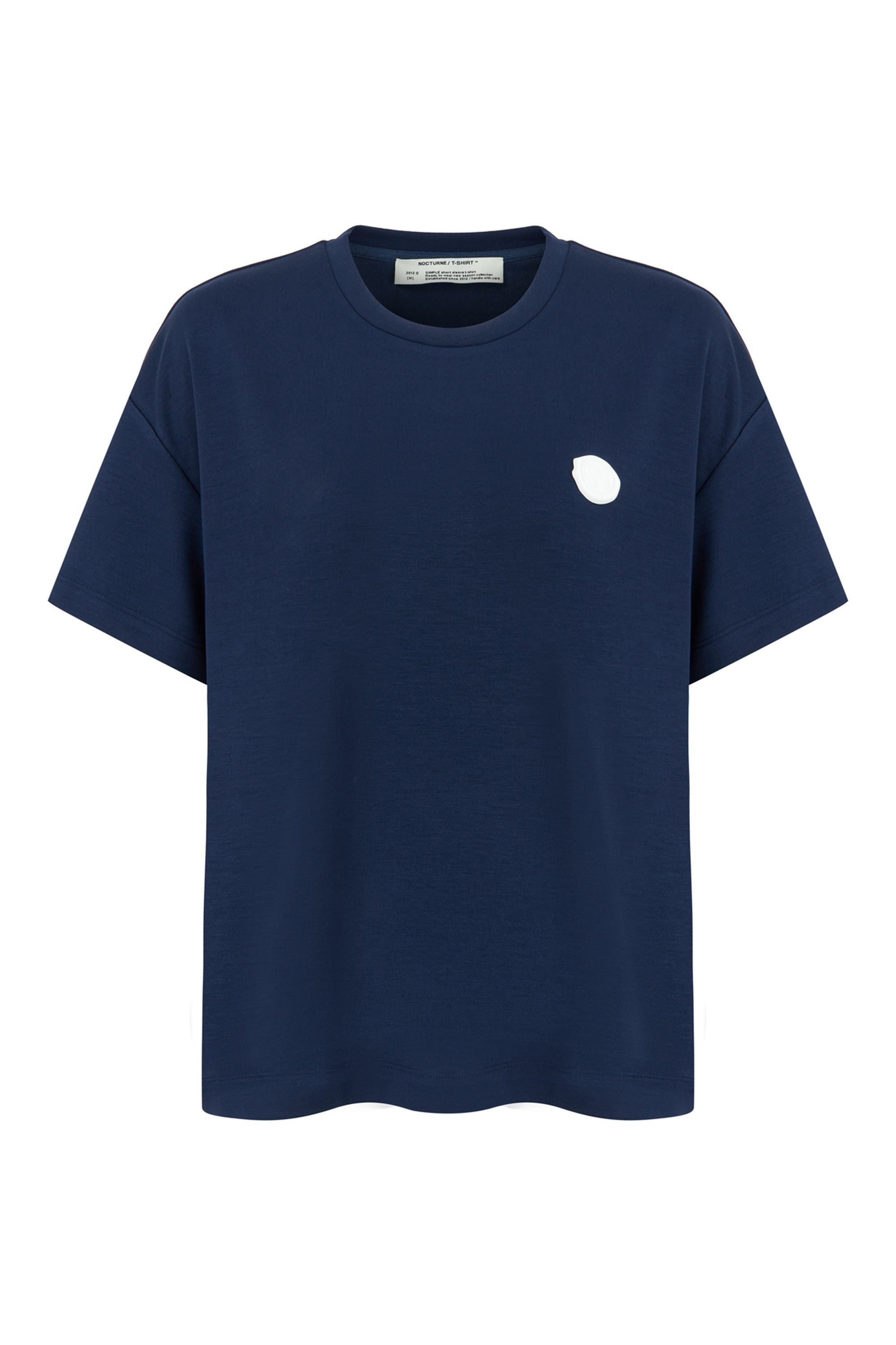 Nocturne Logo Designed Basic T-shirt In Blue