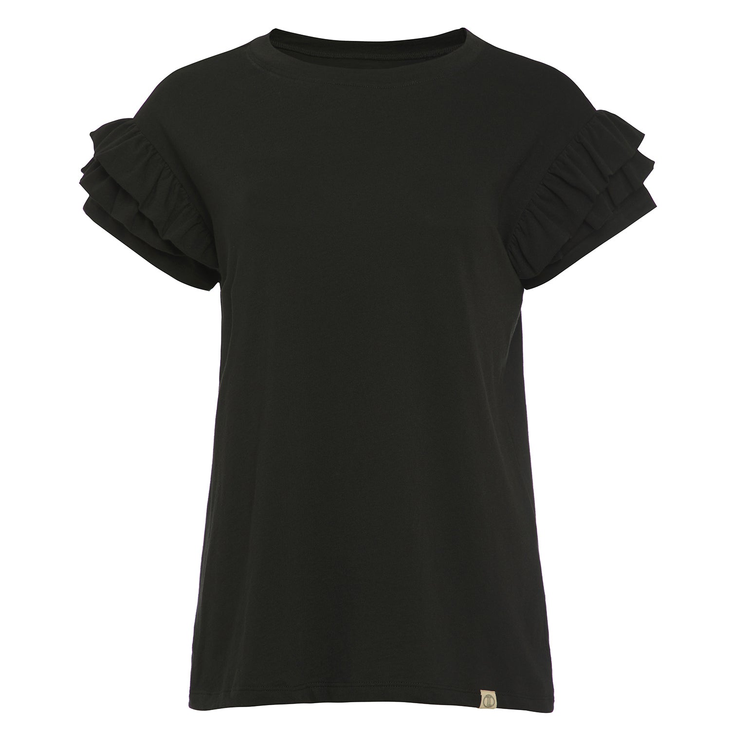 Lovetrust Women's Ella Ruffle Sleeve Tee - Black In Black