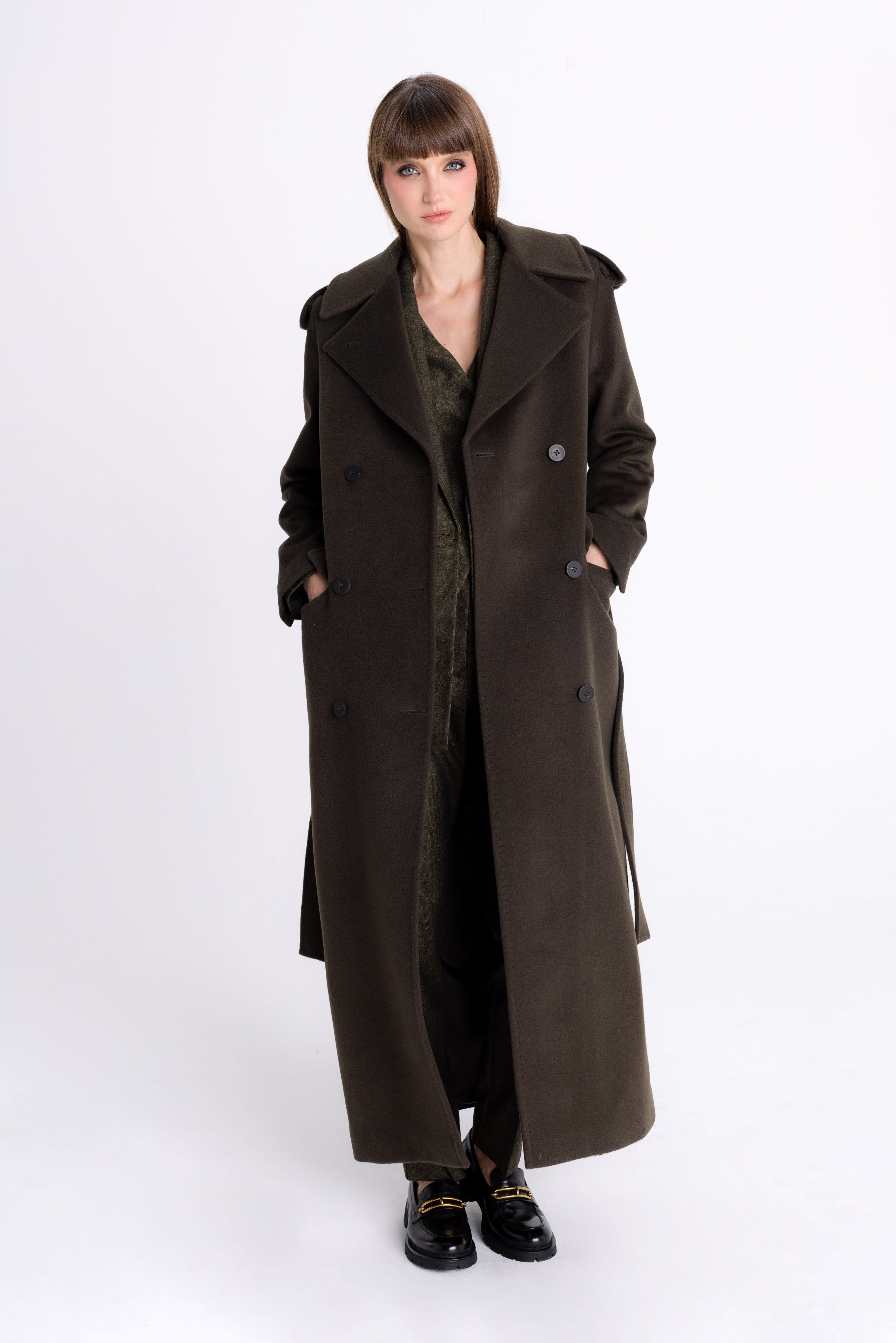Forest Green Double-Breasted Wool Coat | InAvati | Wolf & Badger